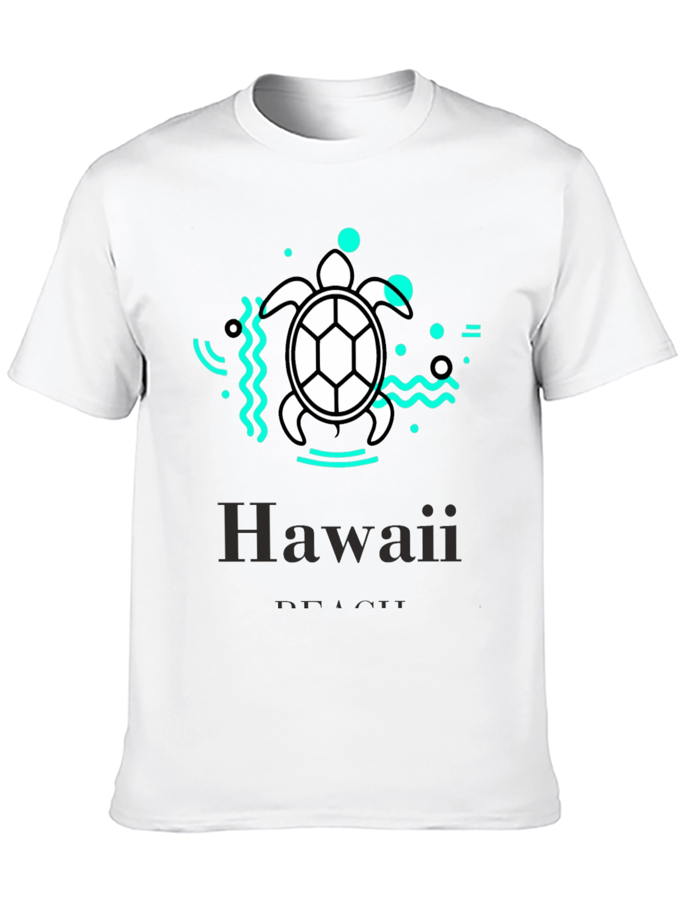 Hawaii Beach Turtle Graphic Tee - Black Cotton T-Shirt