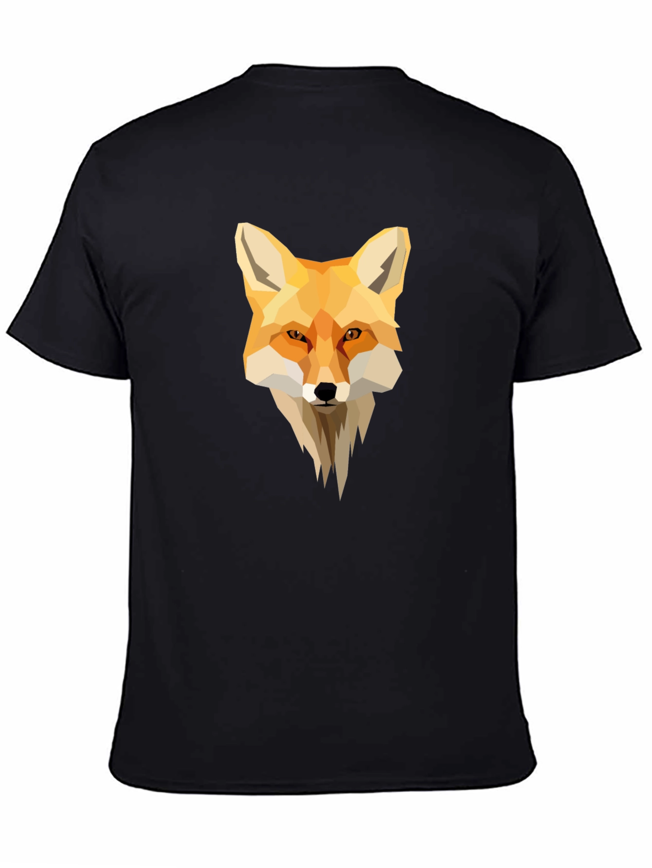 Geometric Fox Graphic Black T-Shirt