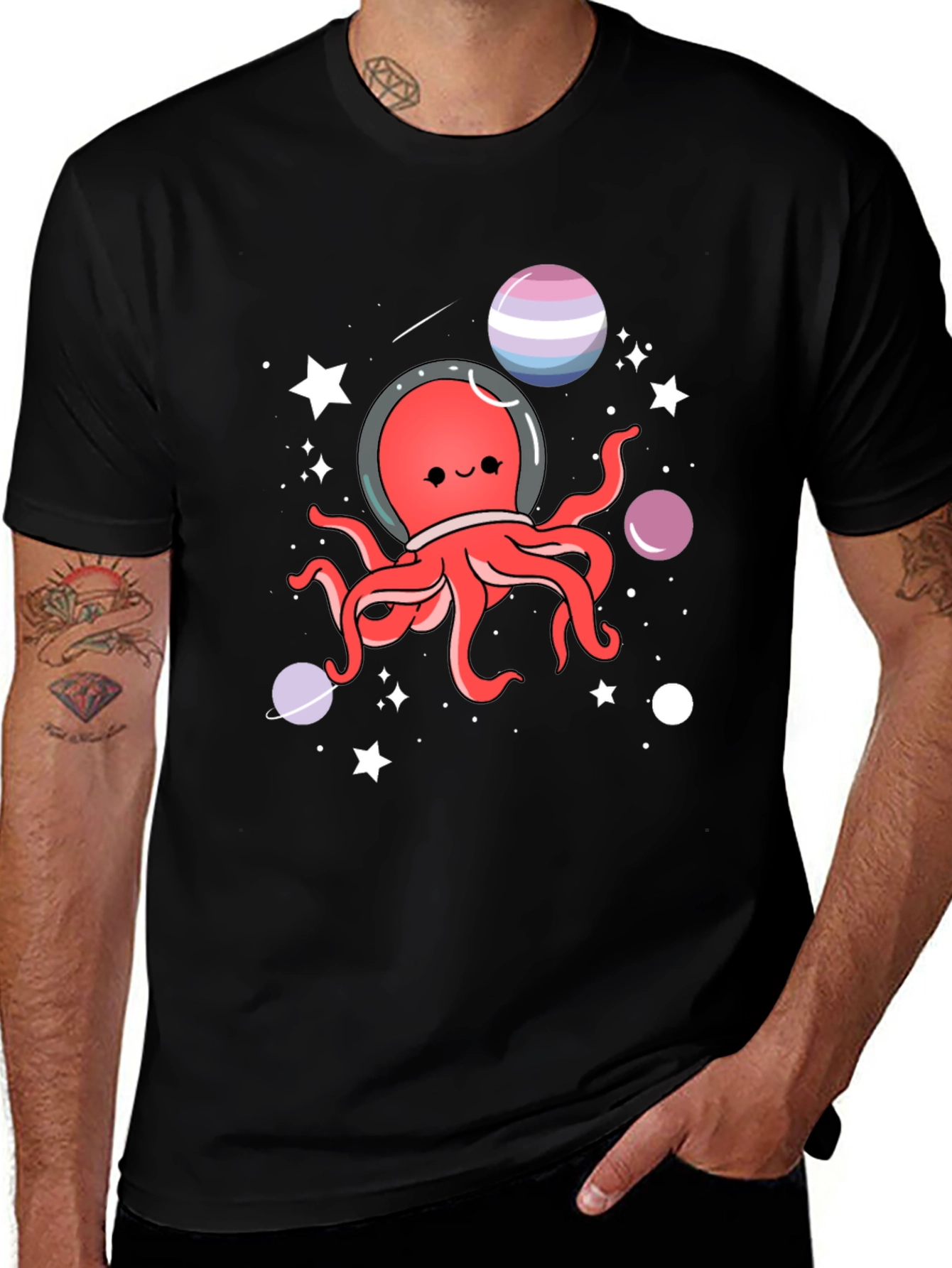 Astronaut Octopus T-Shirt - Space Kawaii Design