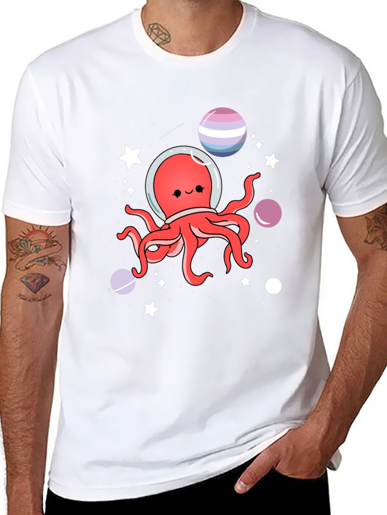 Astronaut Octopus T-Shirt - Space Kawaii Design