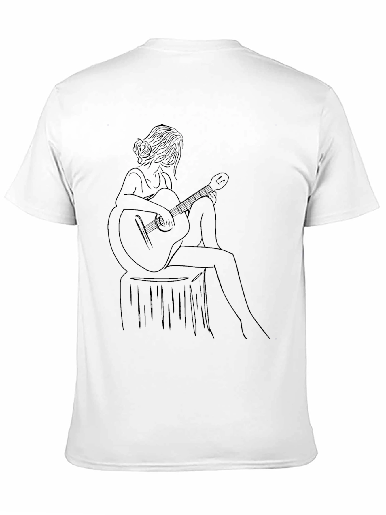 Guitar Girl Line Art Tee - Black