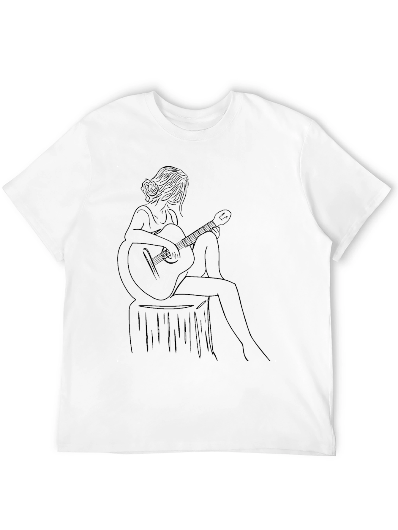 Guitar Girl Line Art Tee - Black