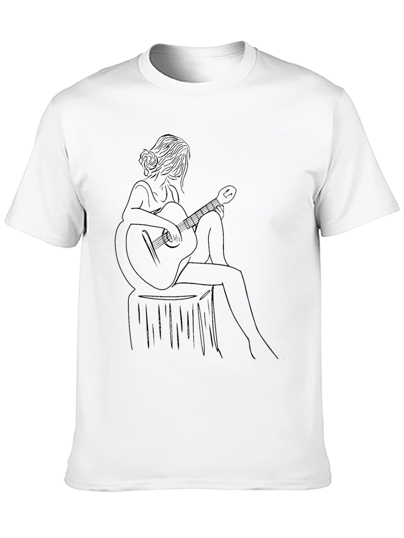 Guitar Girl Line Art Tee - Black