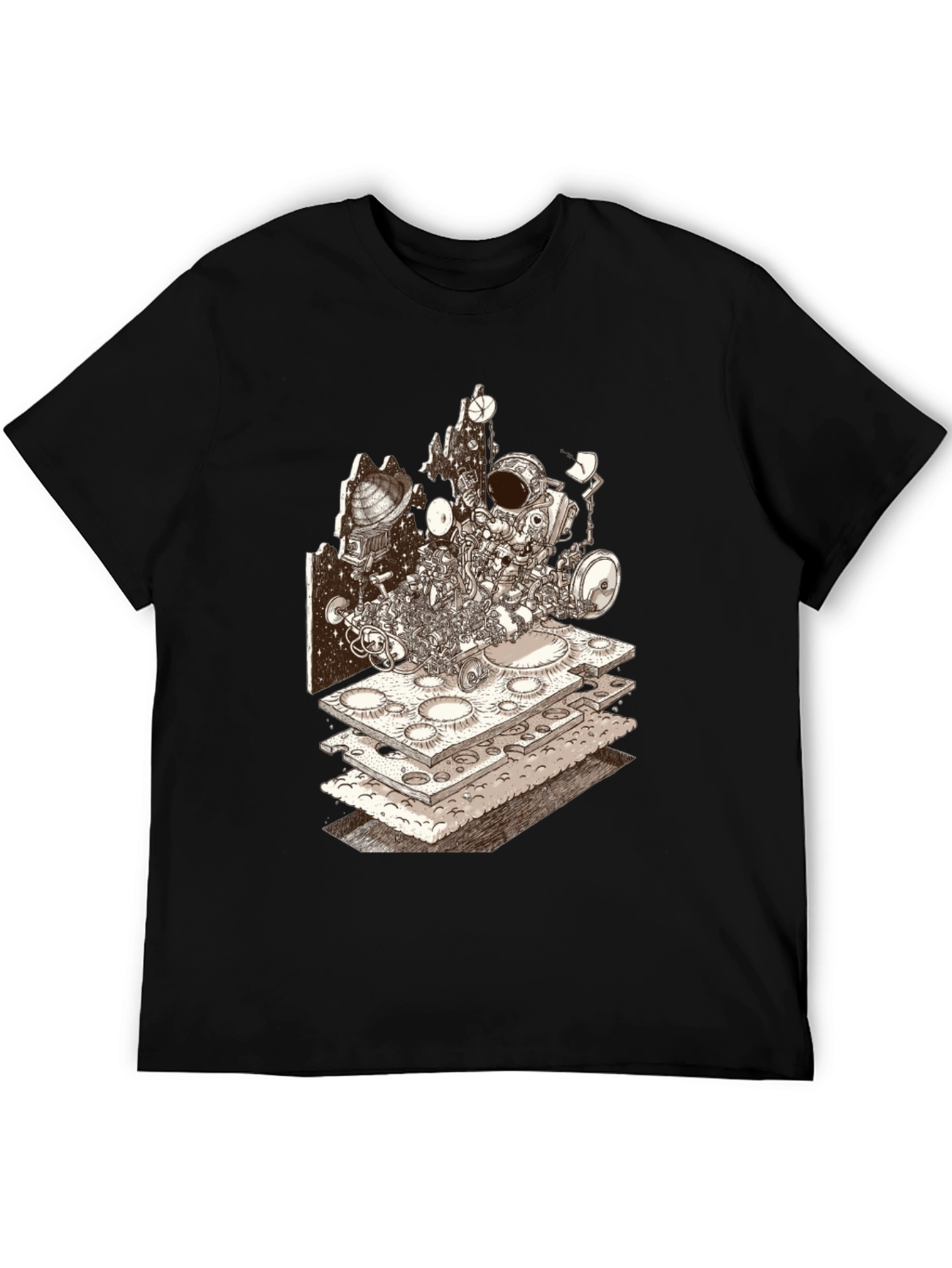 Astronaut Moon Layer T-Shirt - Sci-Fi Graphic Tee