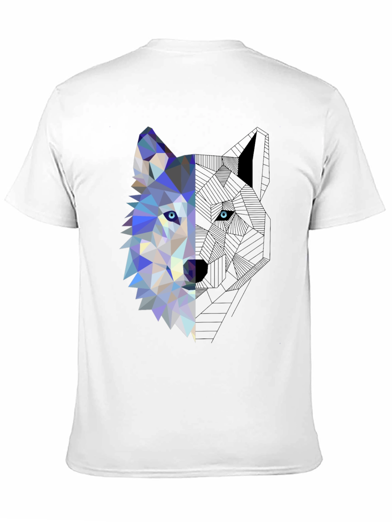 Geometric Wolf Graphic Tee - Modern Mens T-Shirt