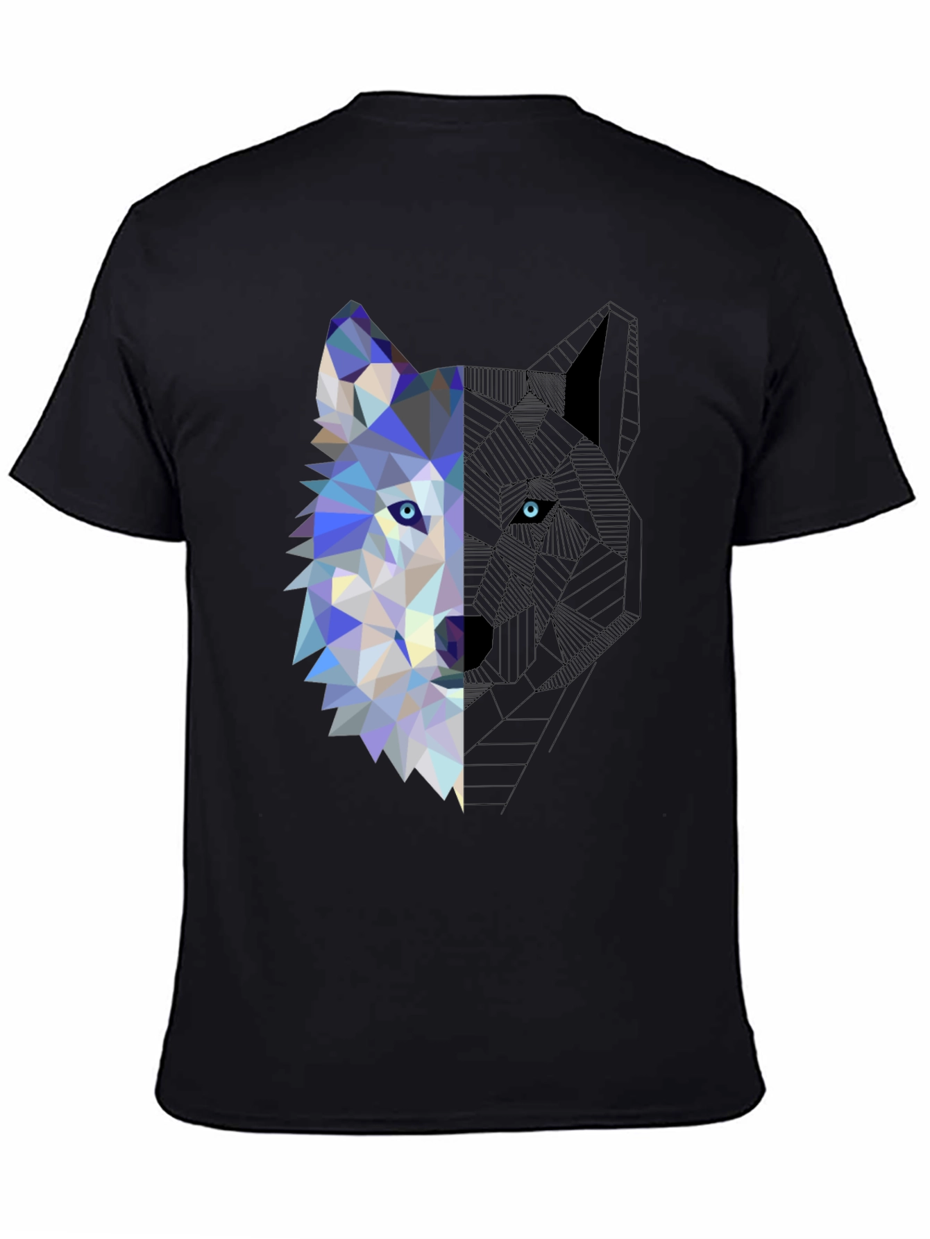 Geometric Wolf Graphic Tee - Modern Mens T-Shirt