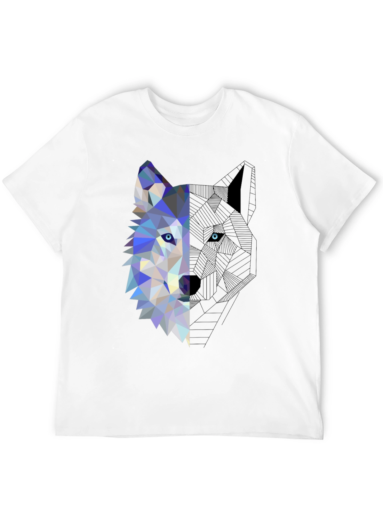 Geometric Wolf Graphic Tee - Modern Mens T-Shirt