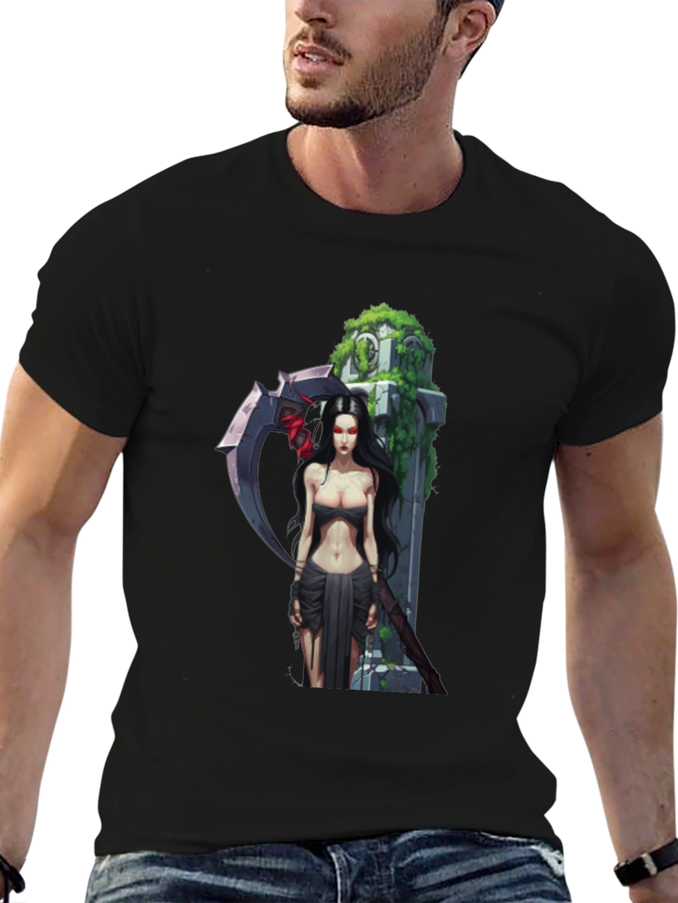 Grim Reaper Graphic T-Shirt - Dark Fantasy Design