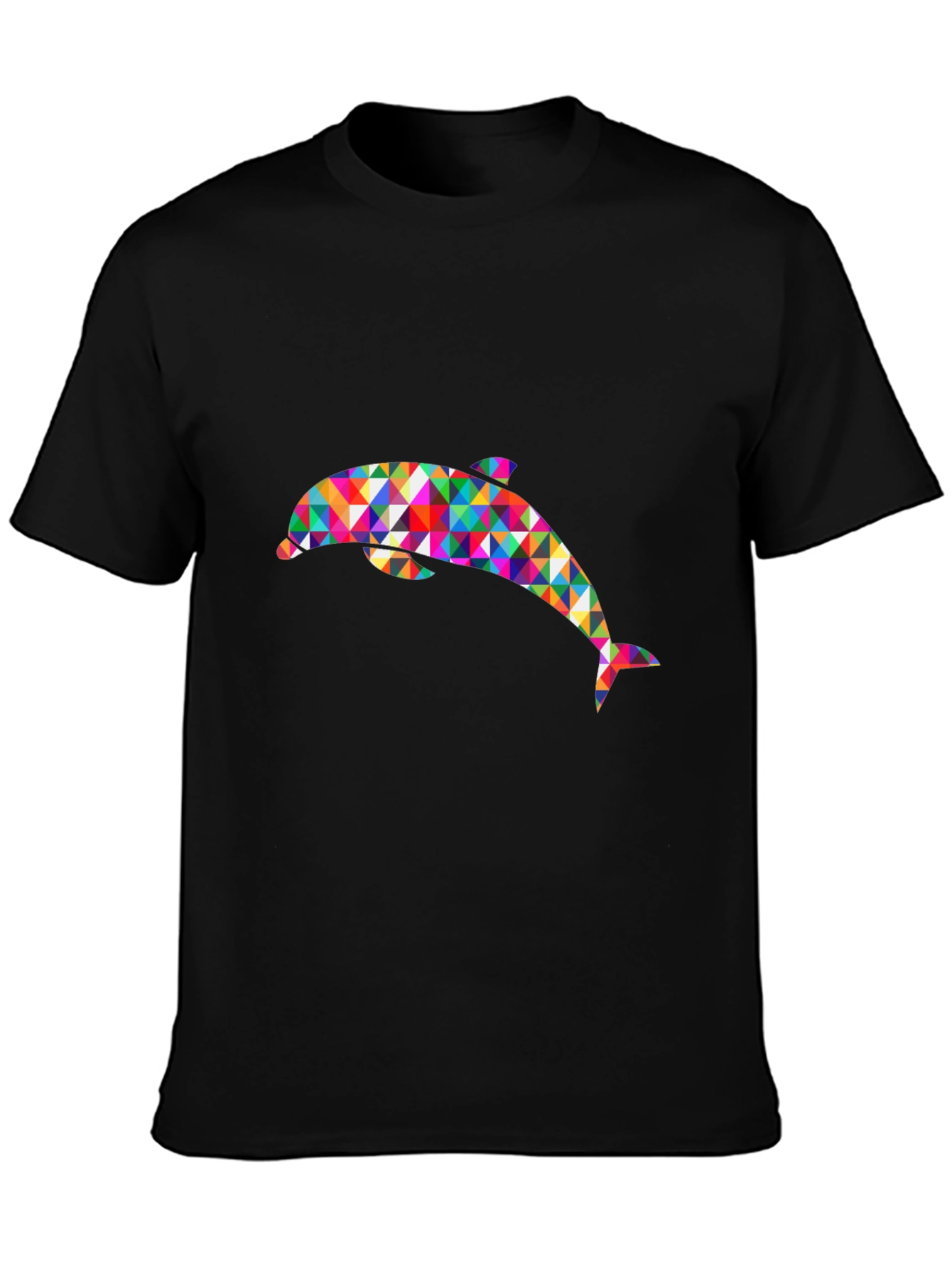 Geometric Dolphin T-Shirt - Black