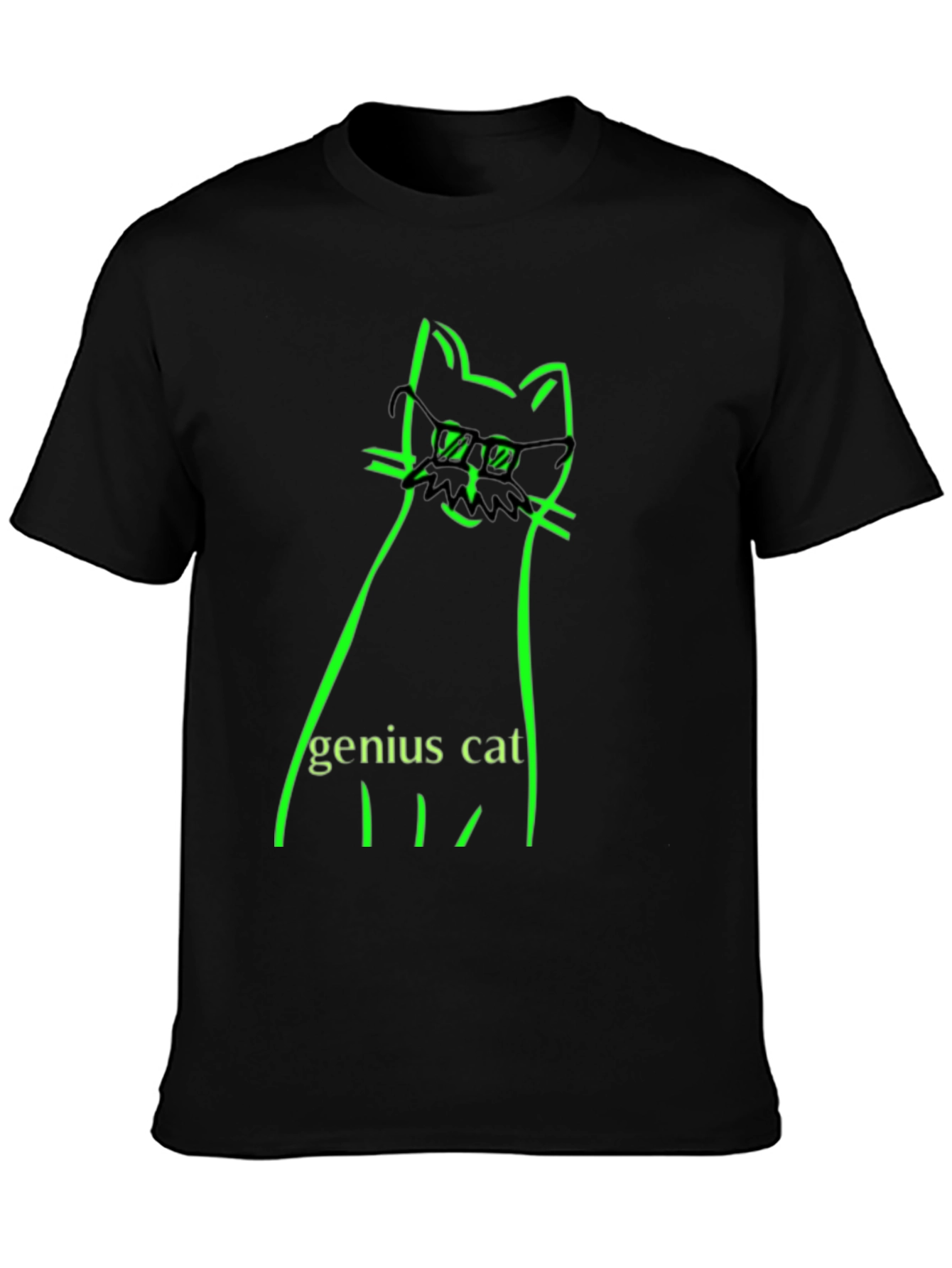 Genius Cat Black T-Shirt - Whimsical & Clever Design