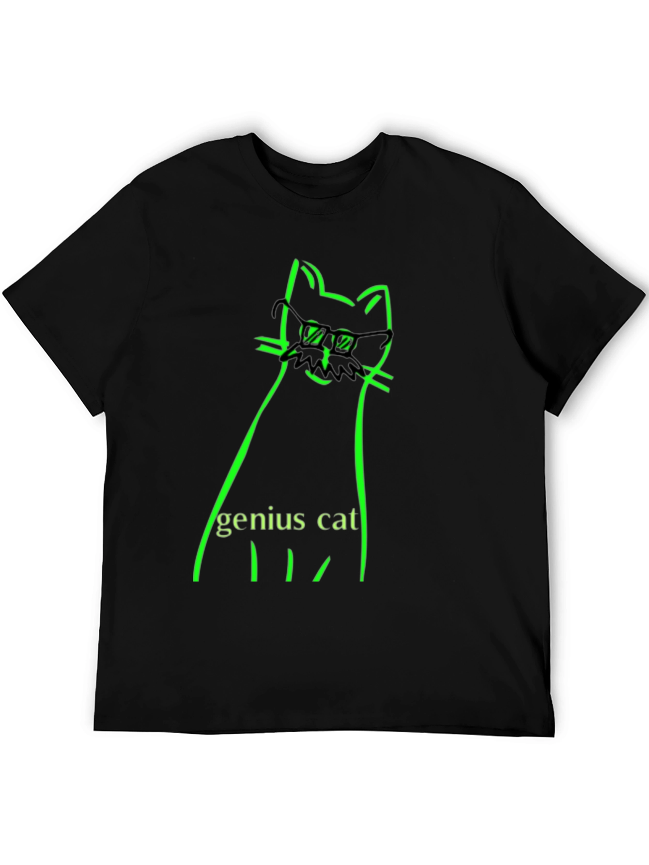 Genius Cat Black T-Shirt - Whimsical & Clever Design
