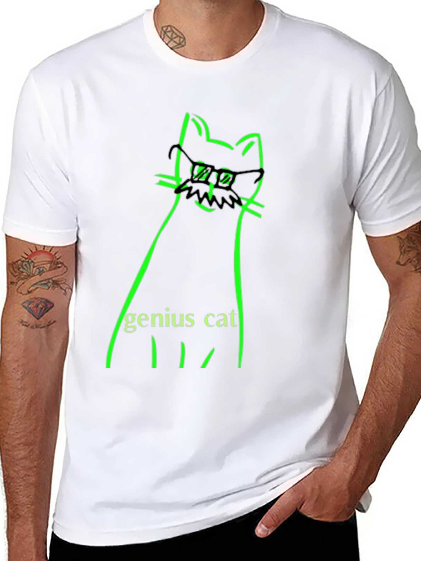 Genius Cat Black T-Shirt - Whimsical & Clever Design