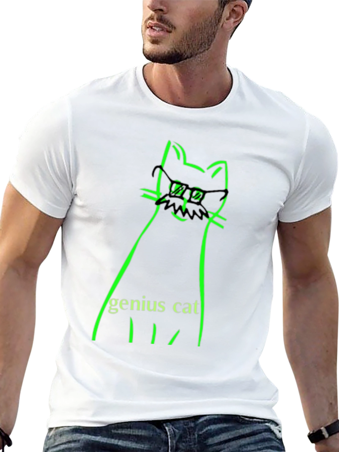 Genius Cat Black T-Shirt - Whimsical & Clever Design