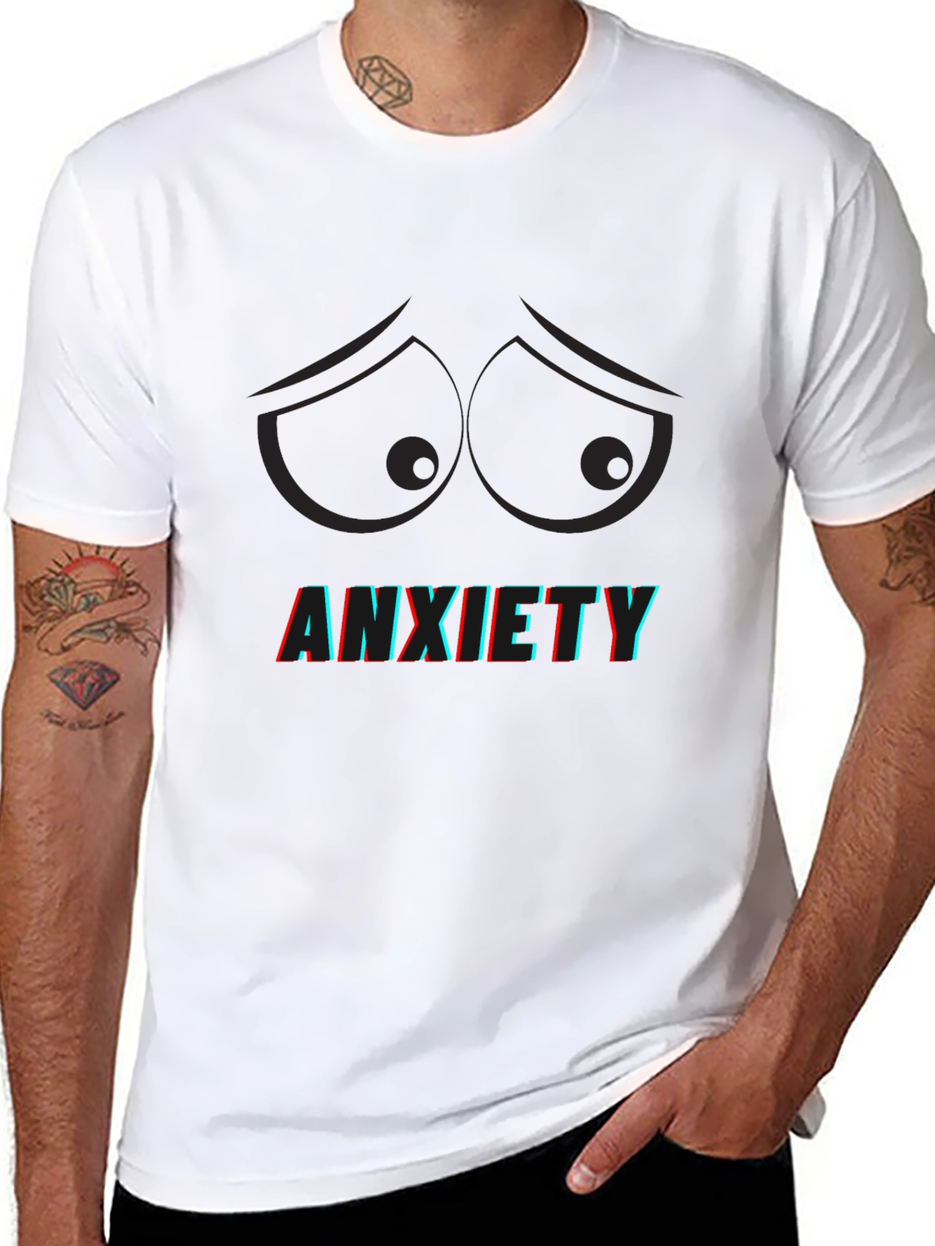 Anxiety Graphic Tee - Sad Eyes Black T-Shirt