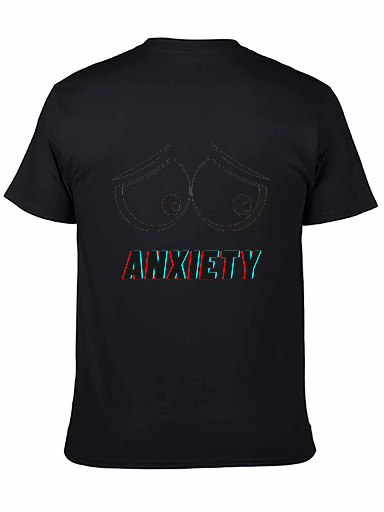 Anxiety Graphic Tee - Sad Eyes Black T-Shirt