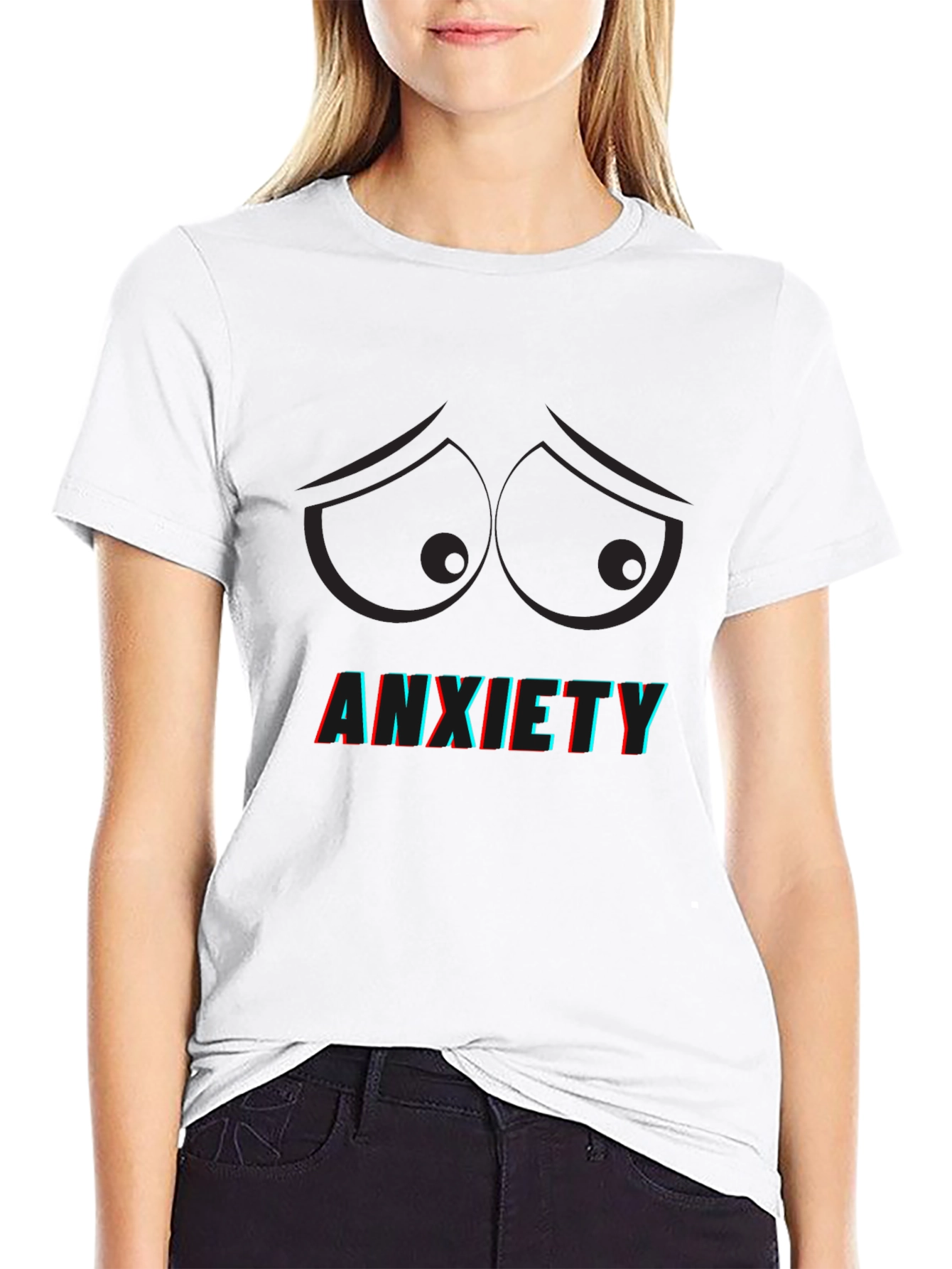 Anxiety Graphic Tee - Sad Eyes Black T-Shirt