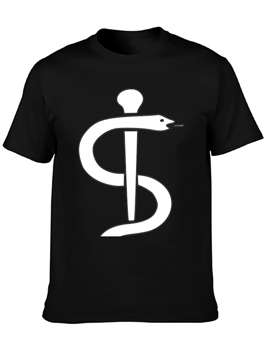 Aesculapius Snake Rod Black Graphic Tee