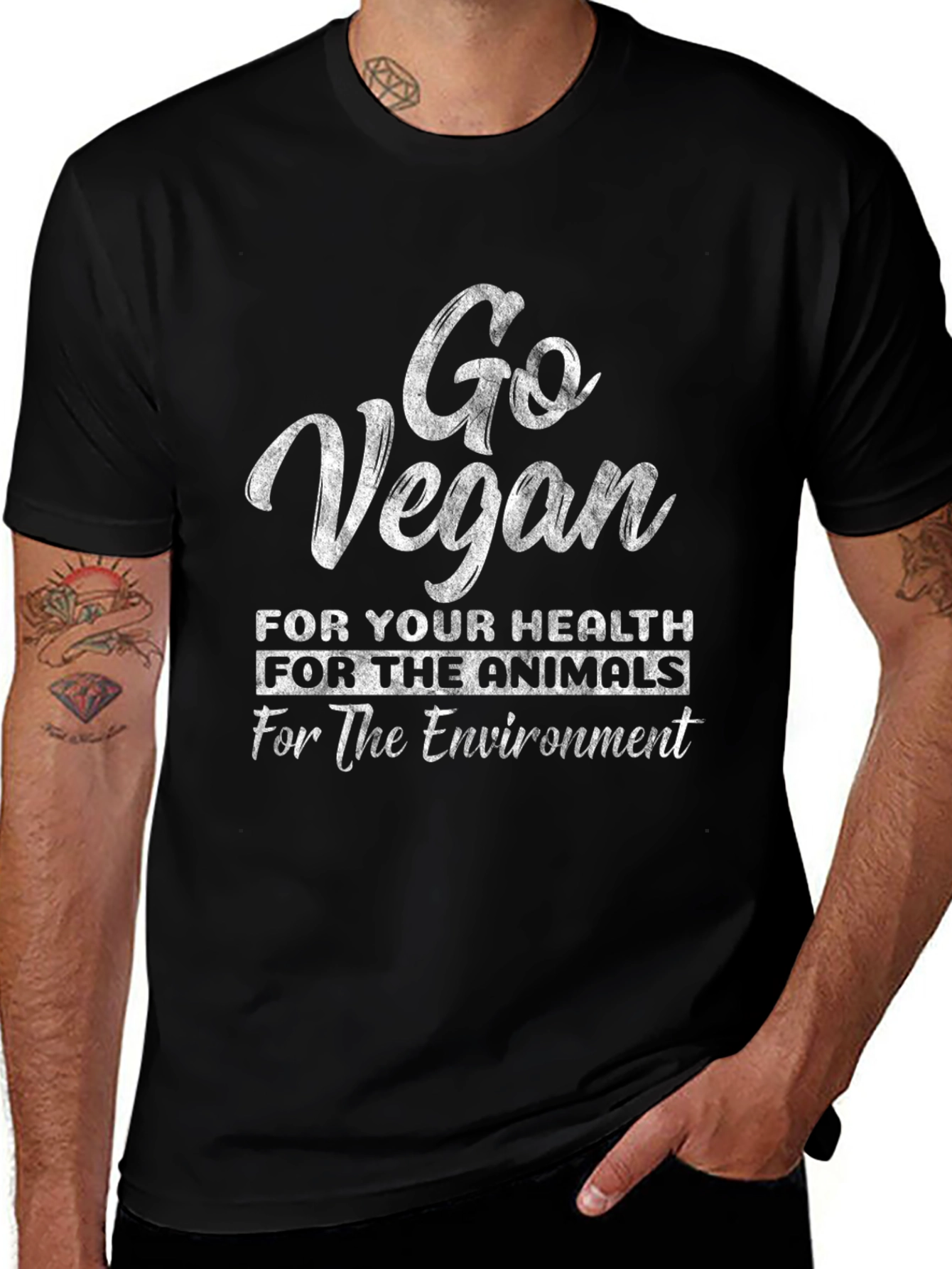 Go Vegan T-Shirt - Health Animals Environment