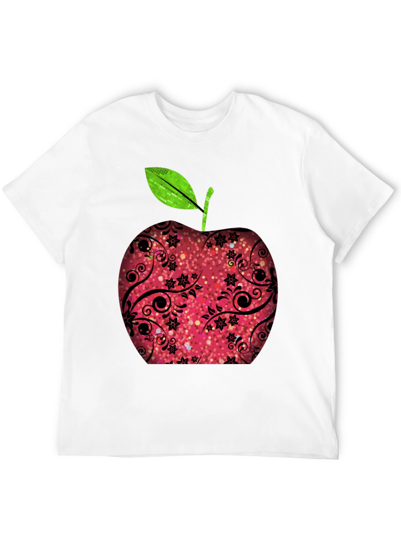 Apple Graphic Print Black T-Shirt