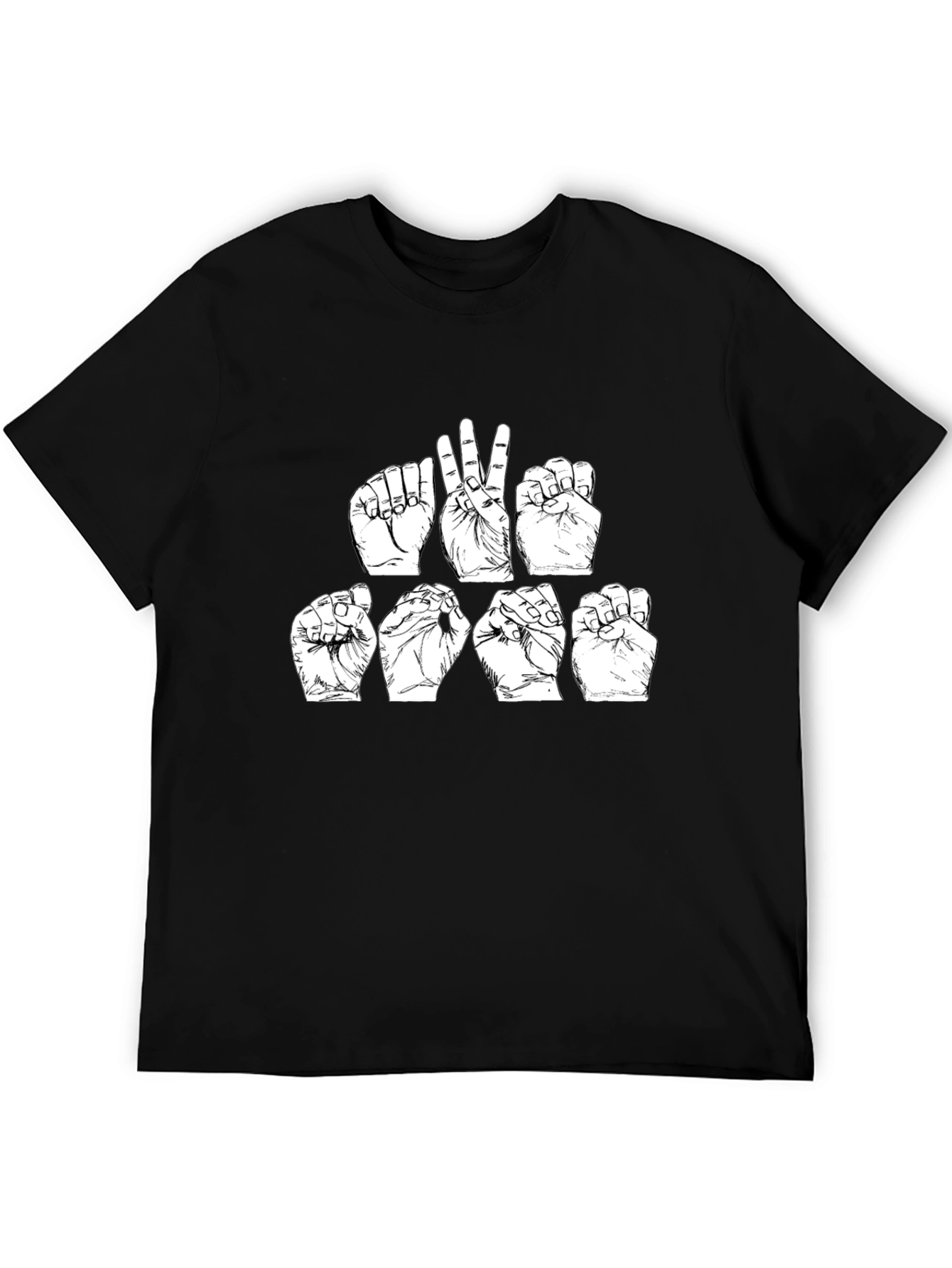 ASL Sign Language T-Shirt - Black Cotton Tee