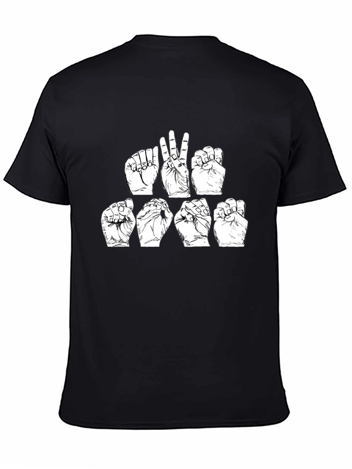 ASL Sign Language T-Shirt - Black Cotton Tee