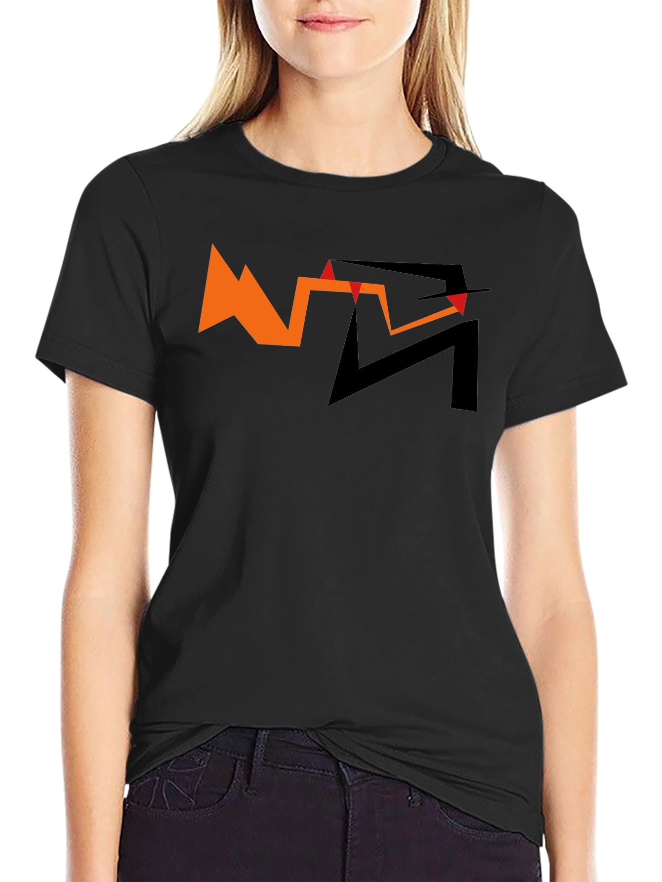 Abstract Graphic Tee - Orange and Black Design