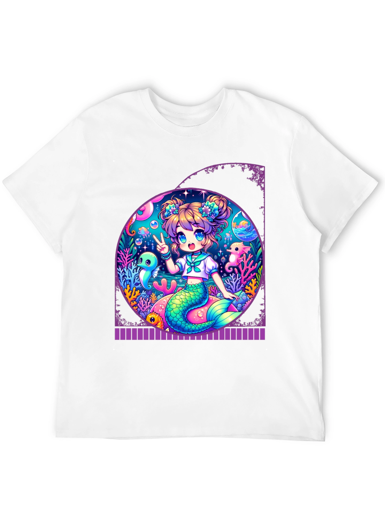 Anime Mermaid T-Shirt - Kawaii Ocean Design