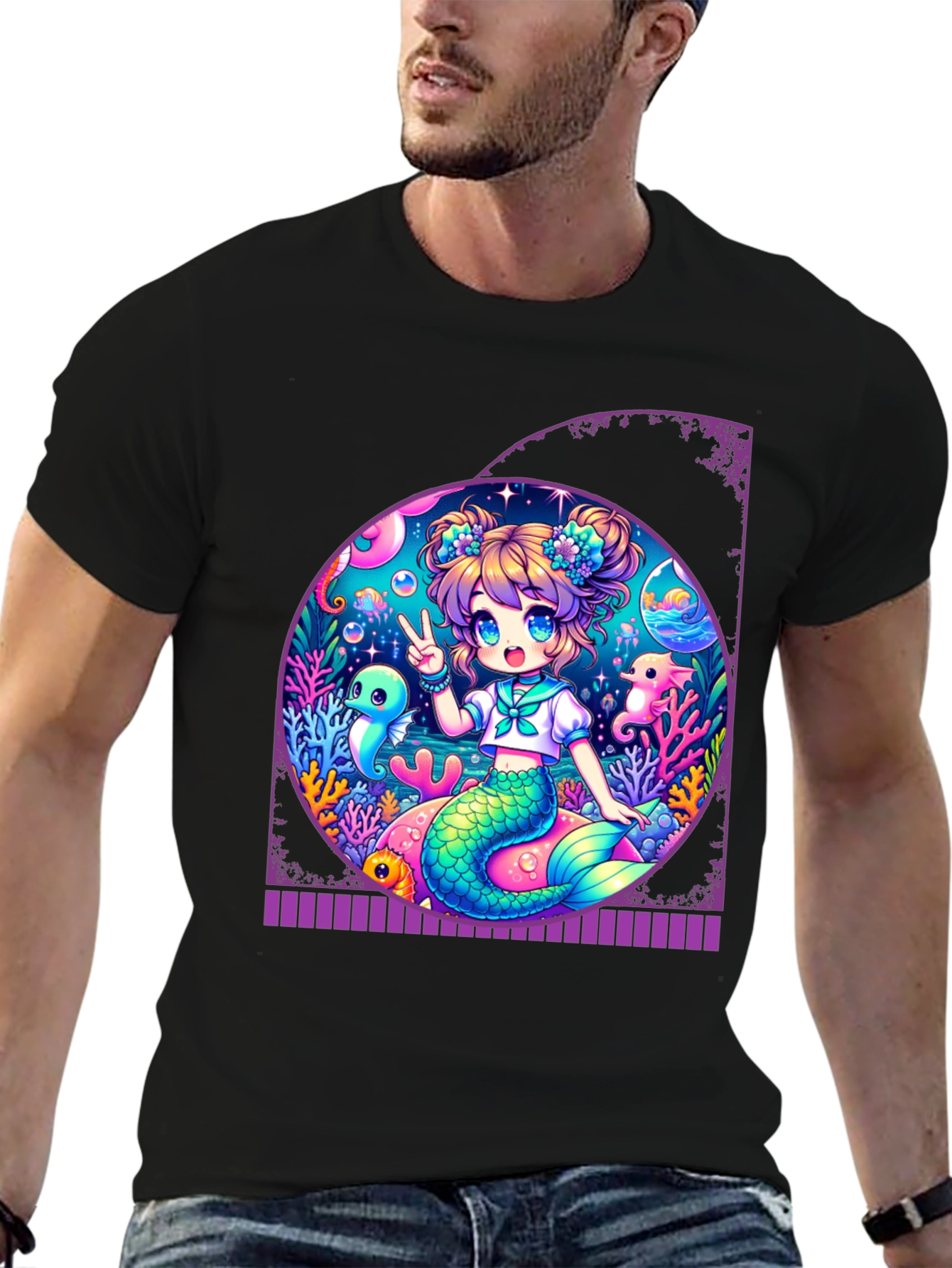 Anime Mermaid T-Shirt - Kawaii Ocean Design