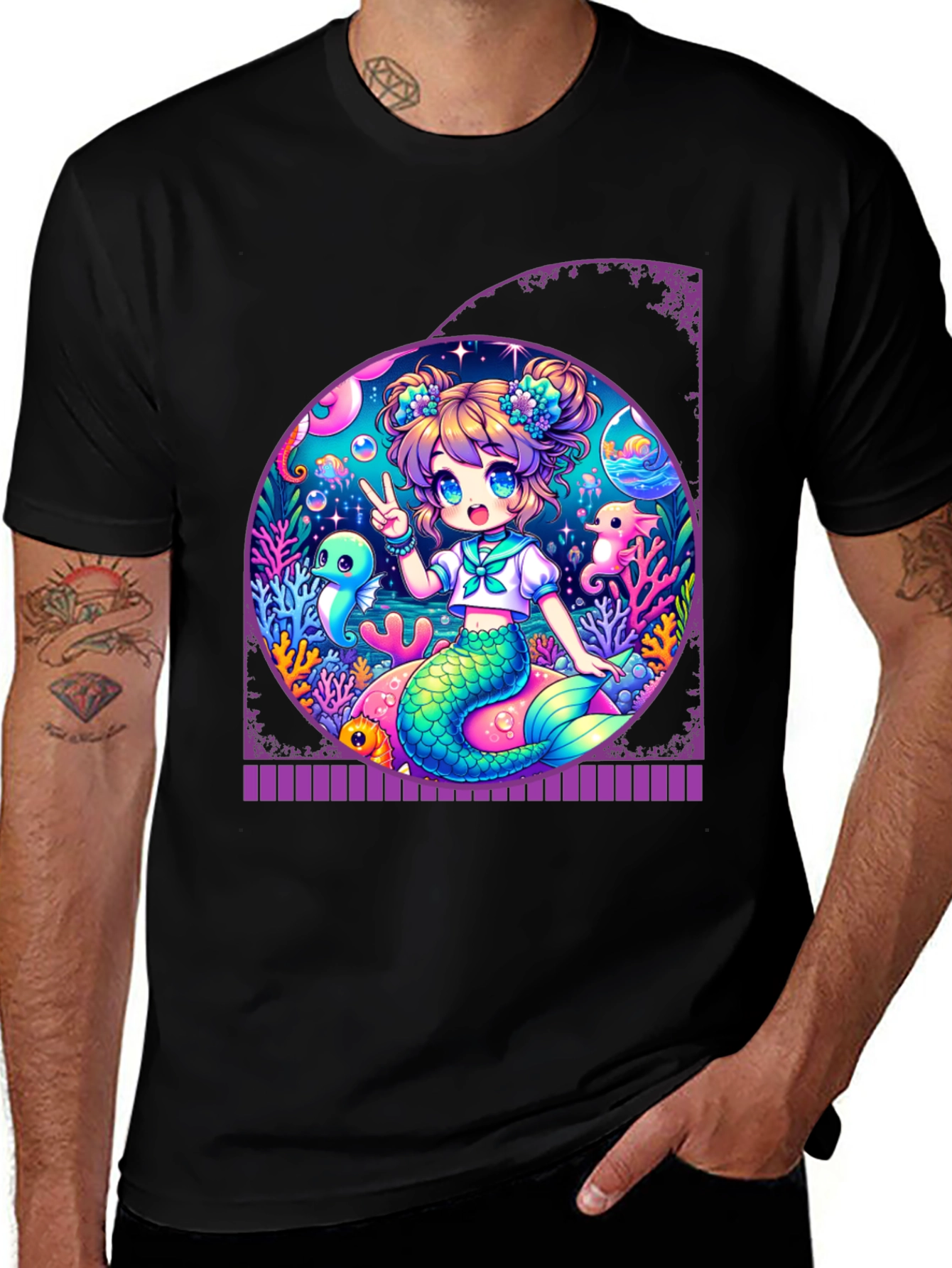Anime Mermaid T-Shirt - Kawaii Ocean Design