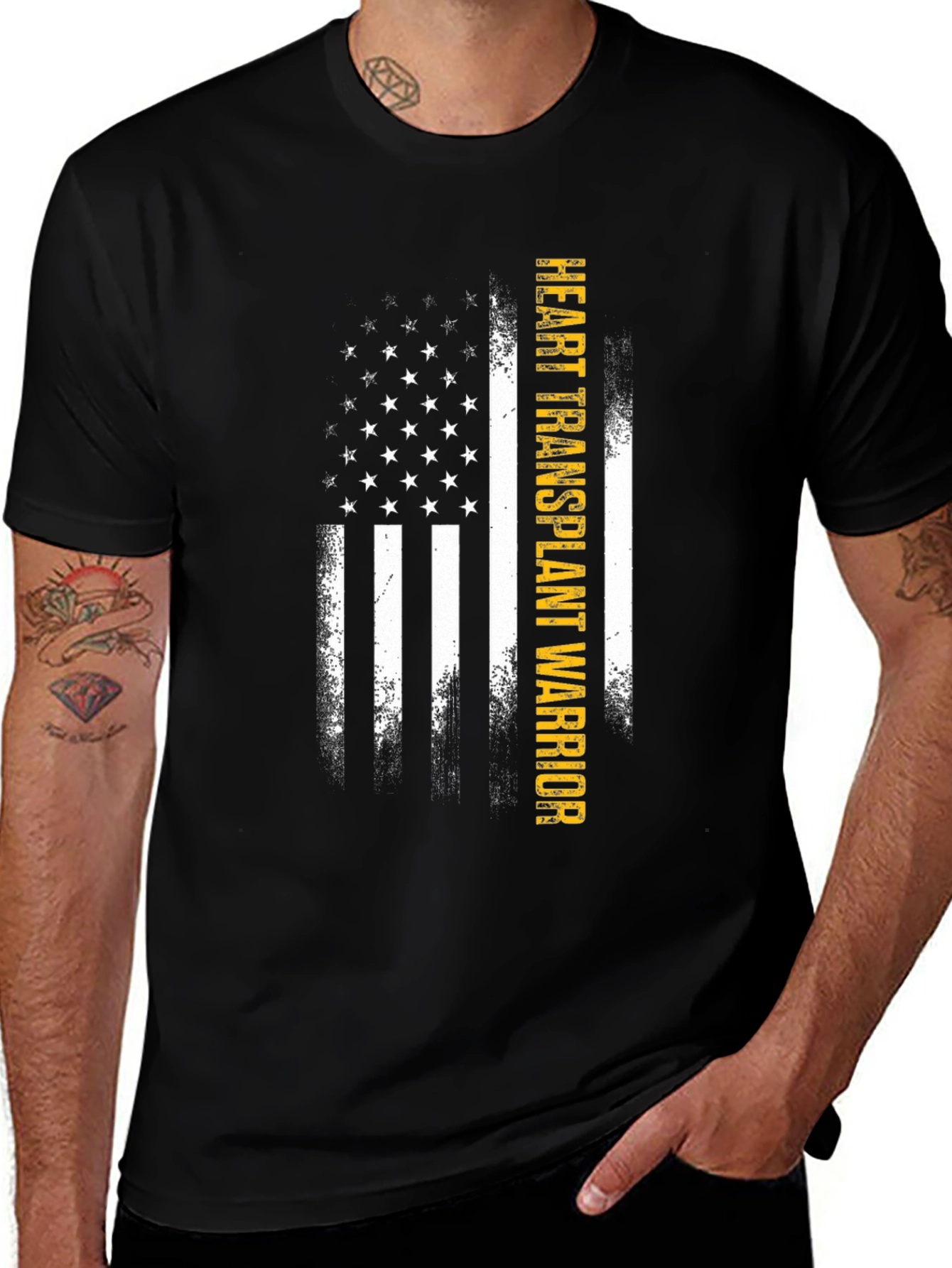 Heart Transplant Warrior US Flag T-Shirt