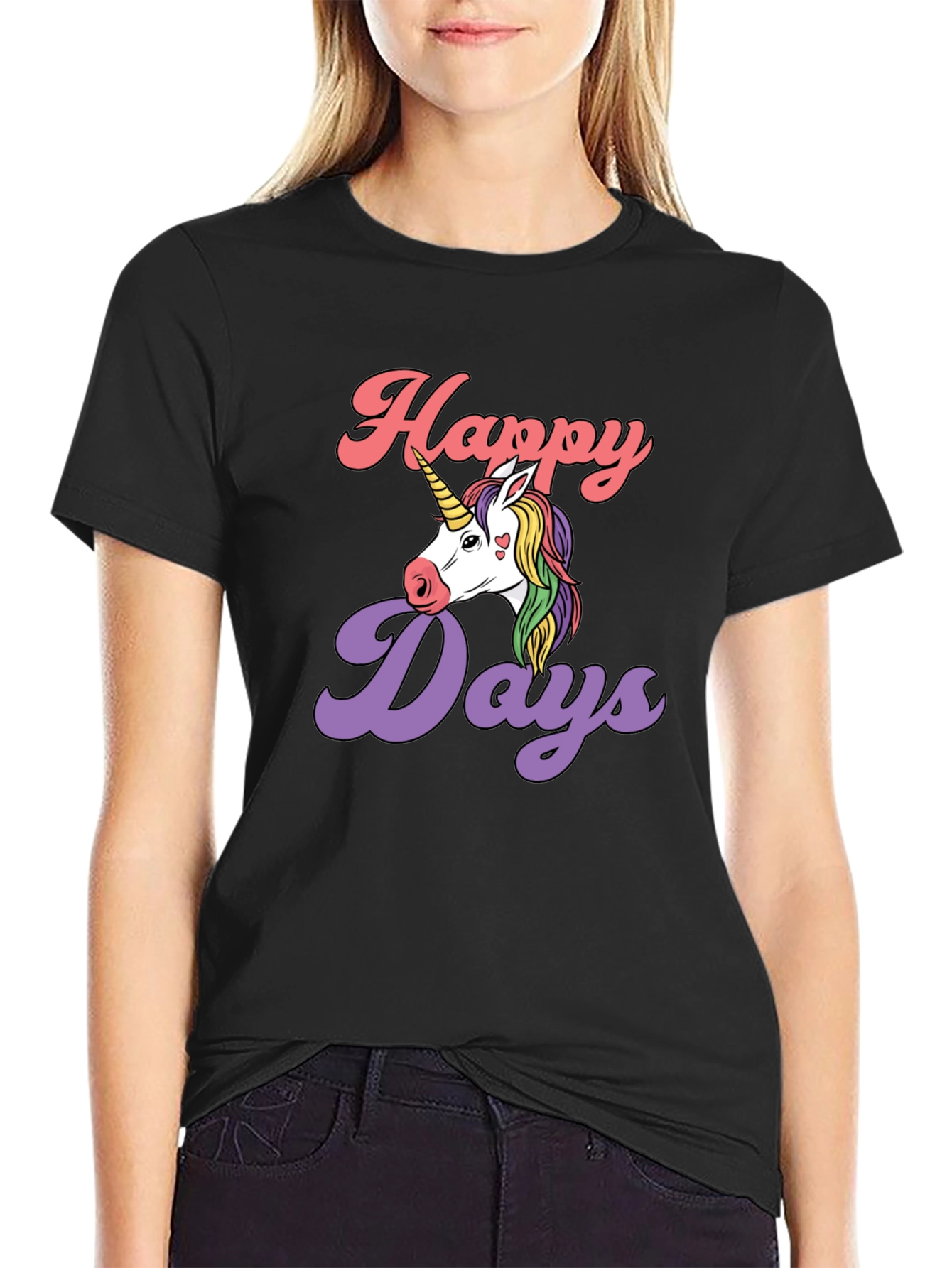 Happy Days Unicorn Graphic T-Shirt