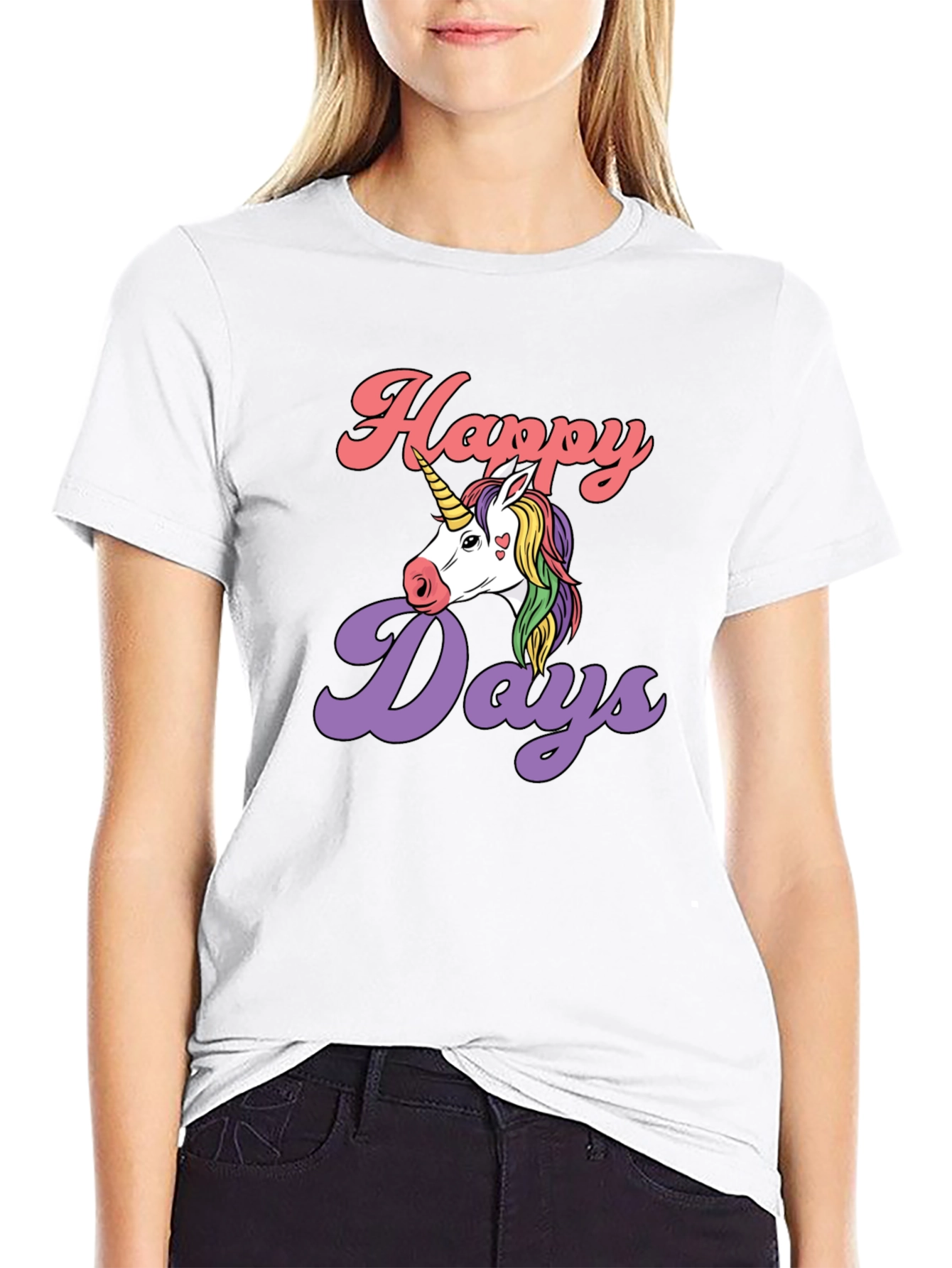 Happy Days Unicorn Graphic T-Shirt