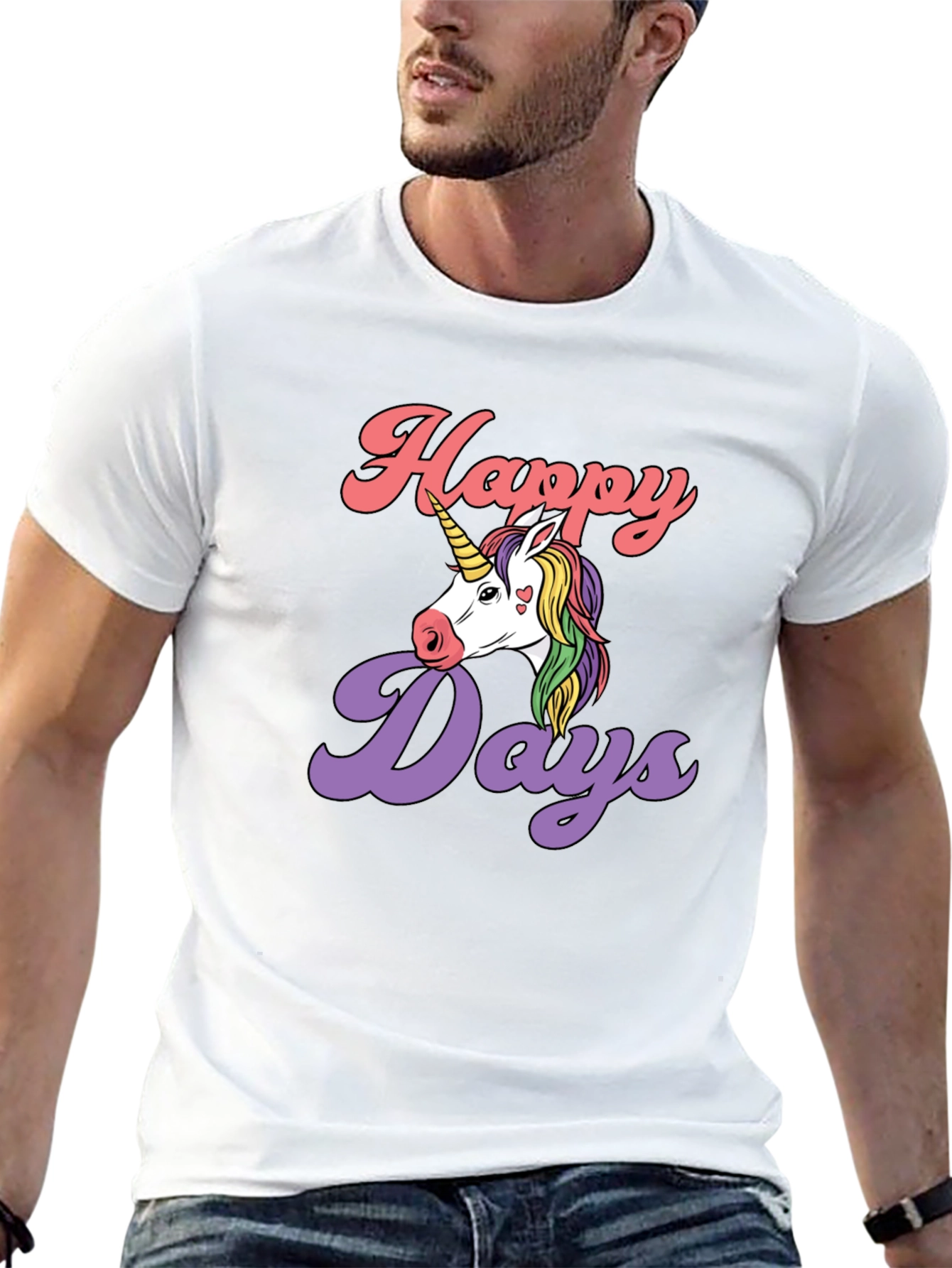 Happy Days Unicorn Graphic T-Shirt