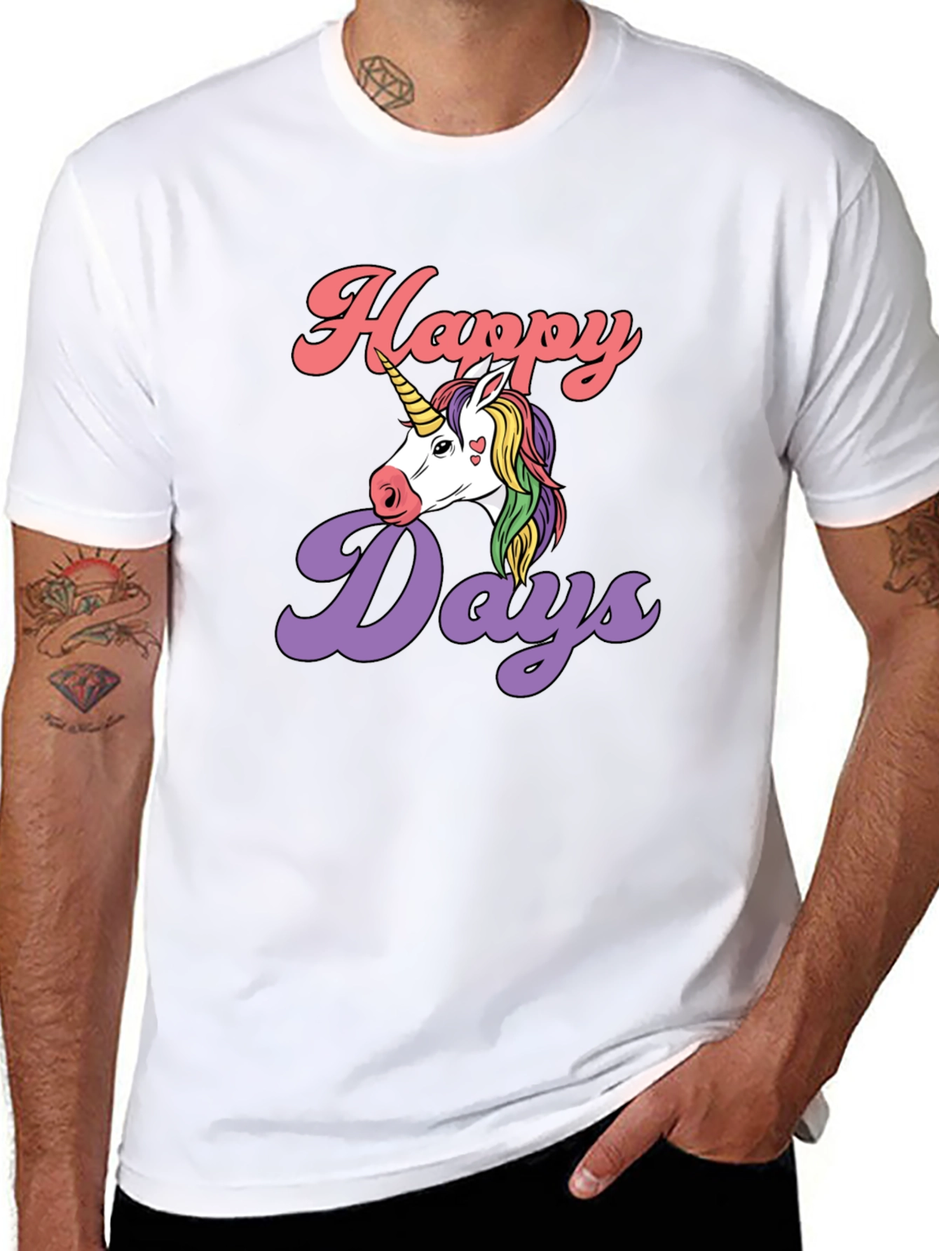 Happy Days Unicorn Graphic T-Shirt