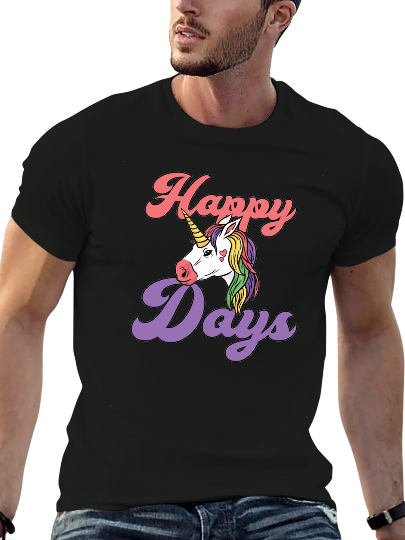 Happy Days Unicorn Graphic T-Shirt