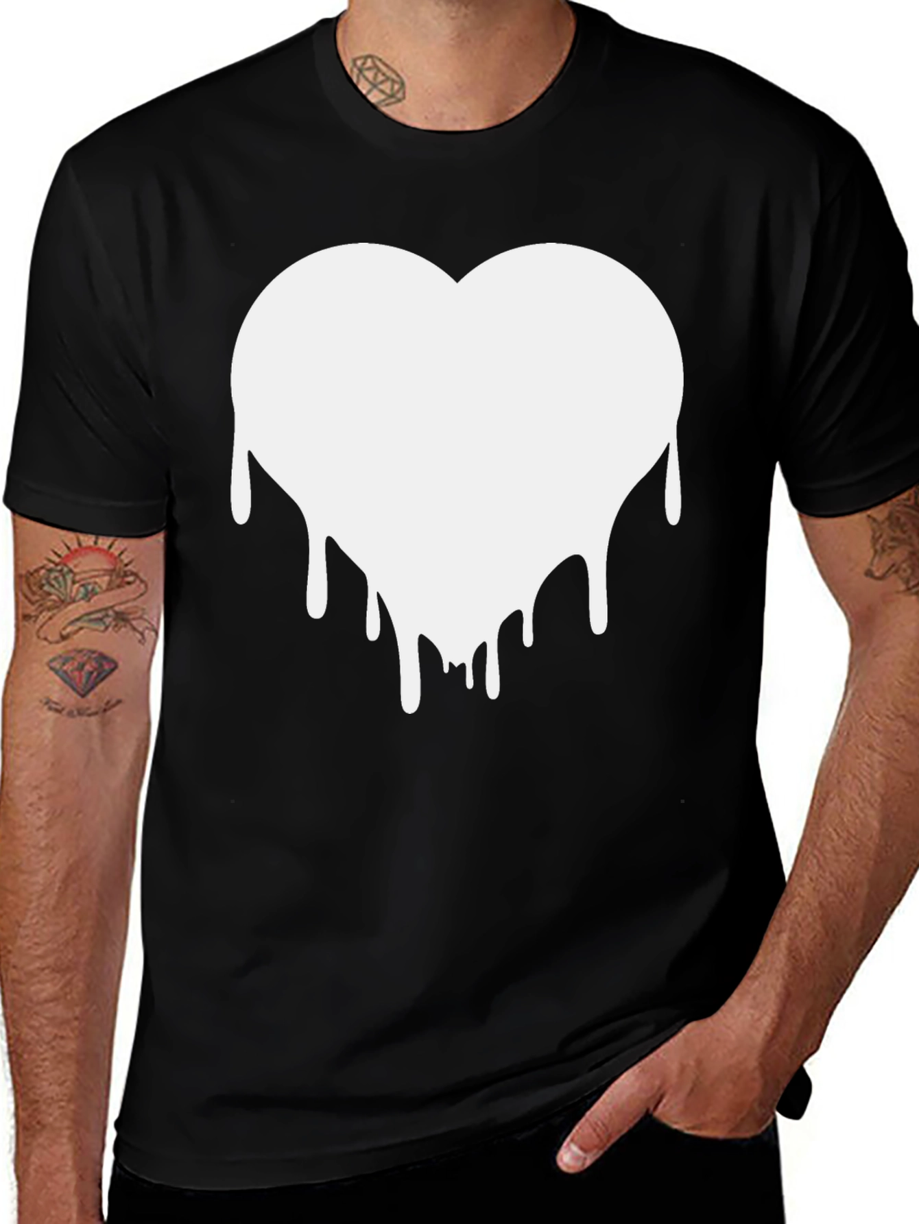 Dripping Heart Graphic Tee - Black