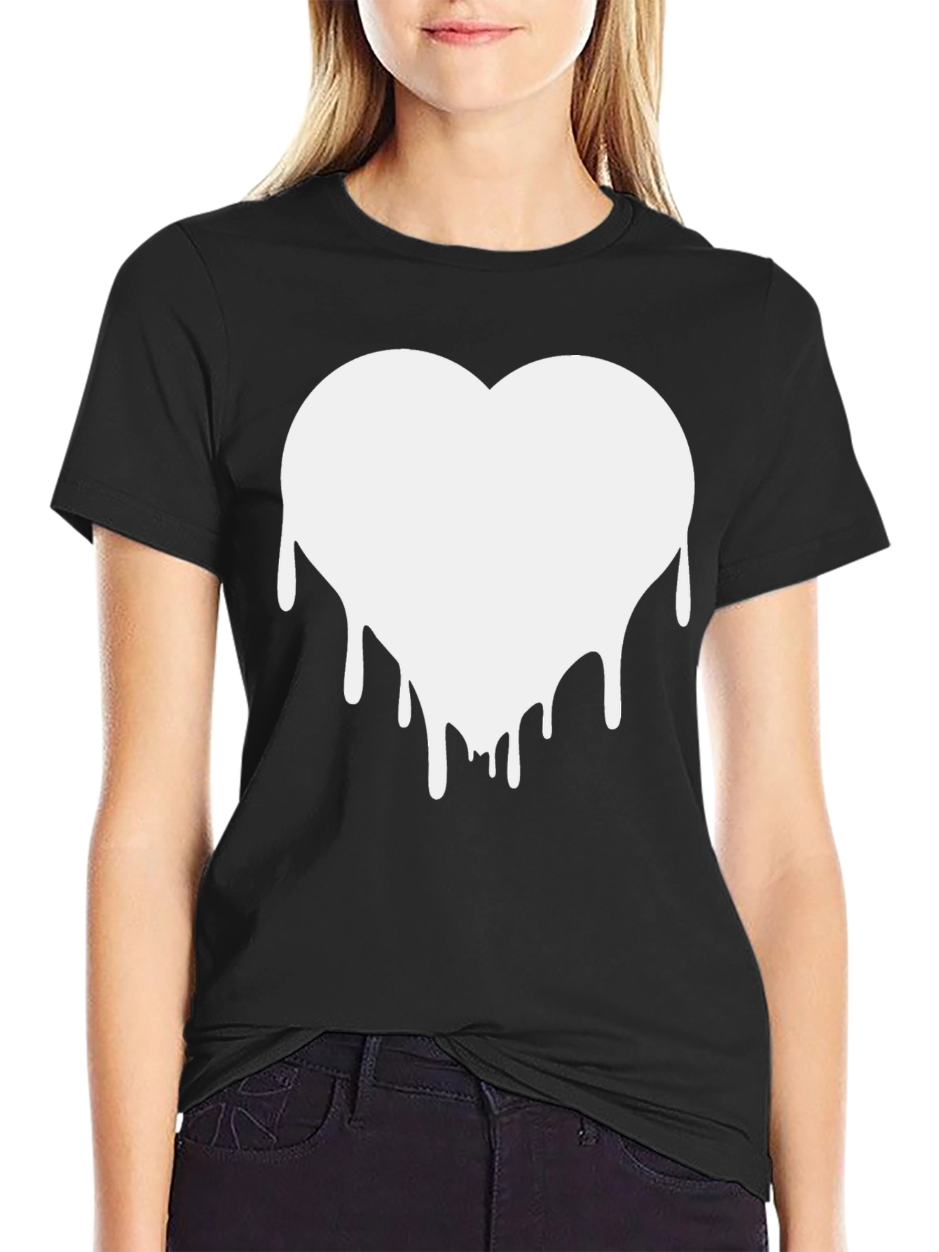 Dripping Heart Graphic Tee - Black