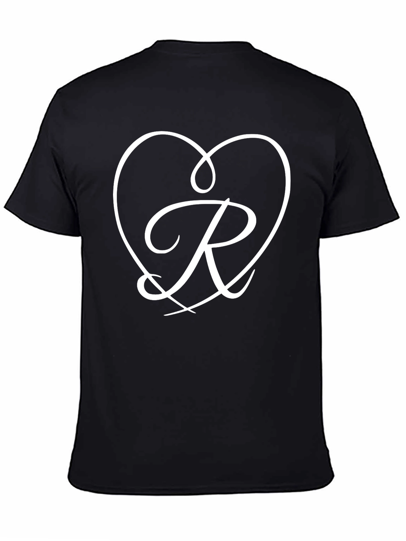 Heart R Initial Black T-Shirt