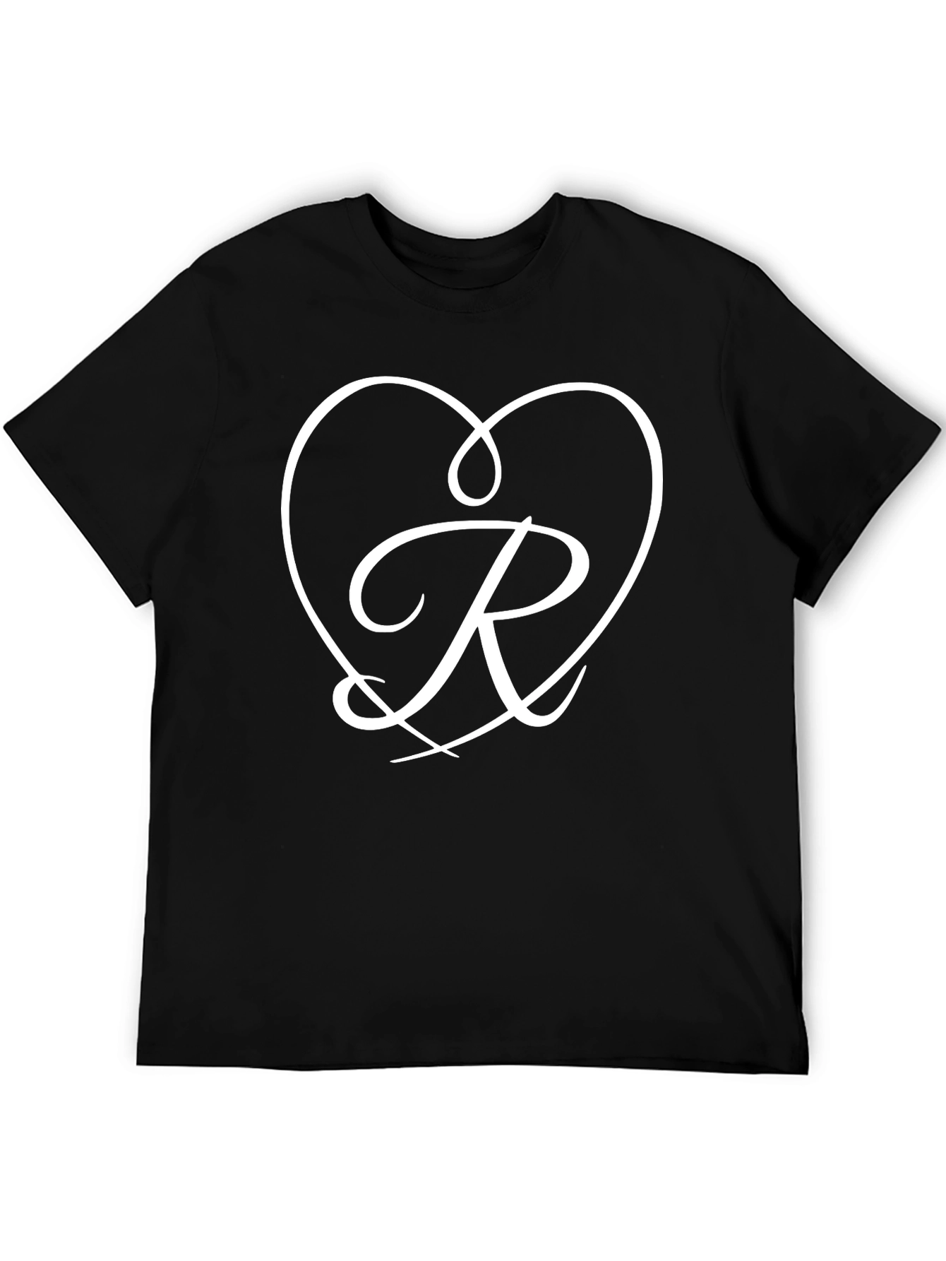 Heart R Initial Black T-Shirt