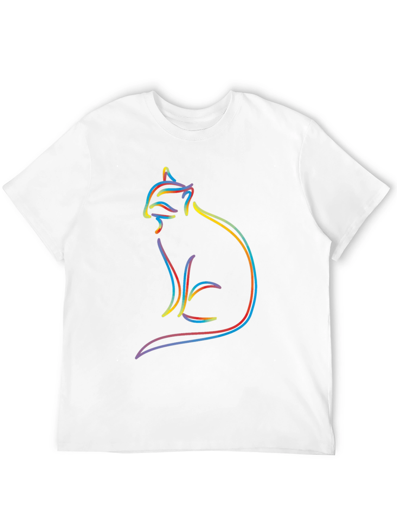 Abstract Cat Outline Graphic T-Shirt