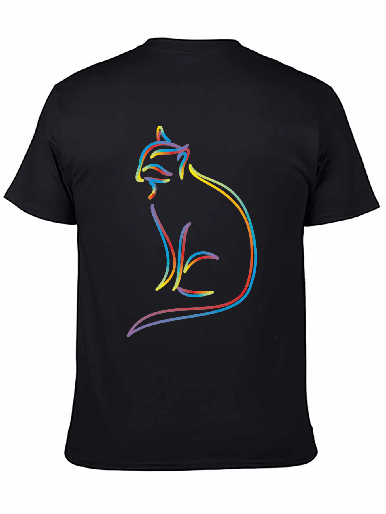 Abstract Cat Outline Graphic T-Shirt