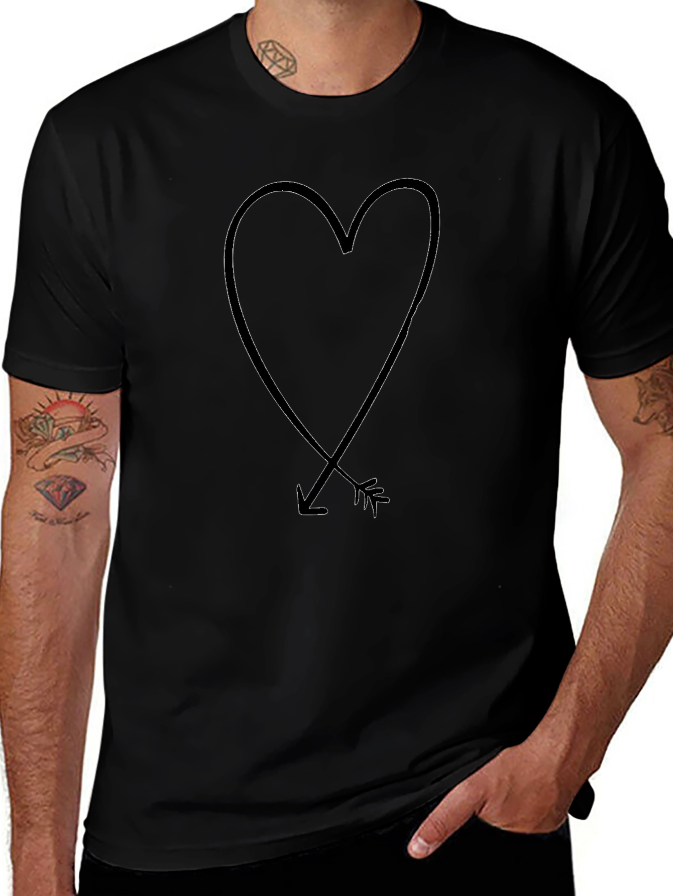 Heart & Arrow Graphic Black T-Shirt