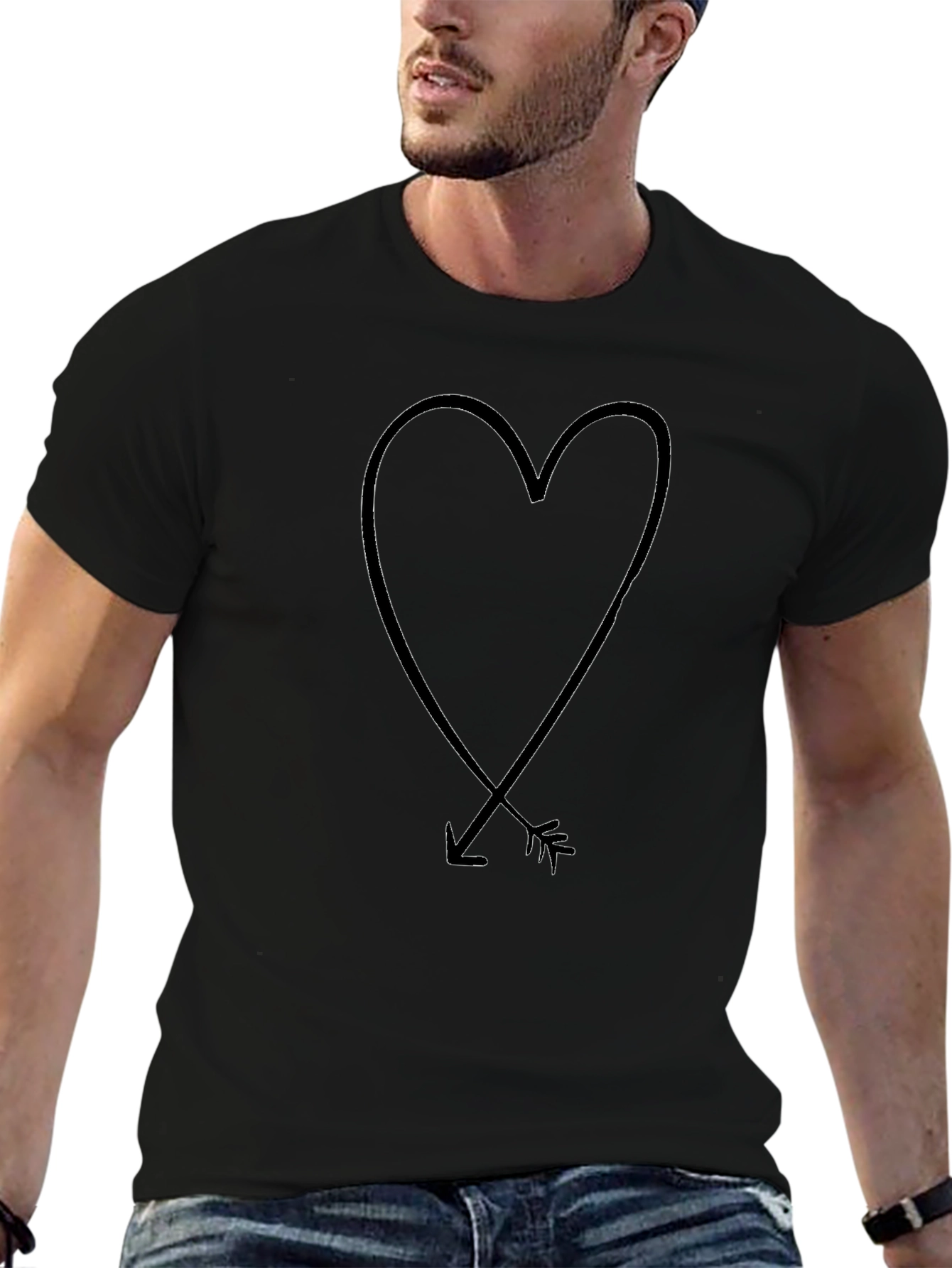 Heart & Arrow Graphic Black T-Shirt