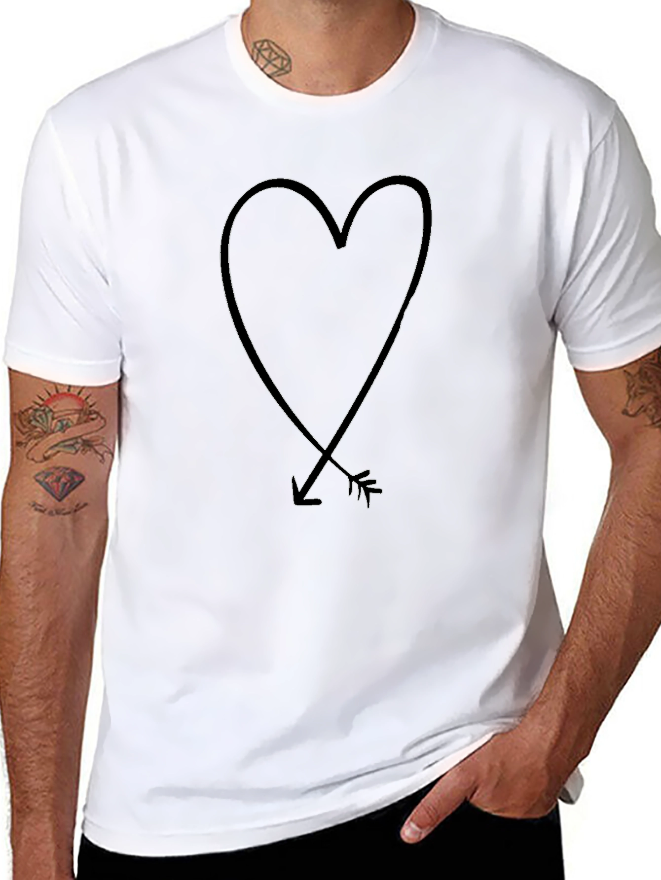 Heart & Arrow Graphic Black T-Shirt
