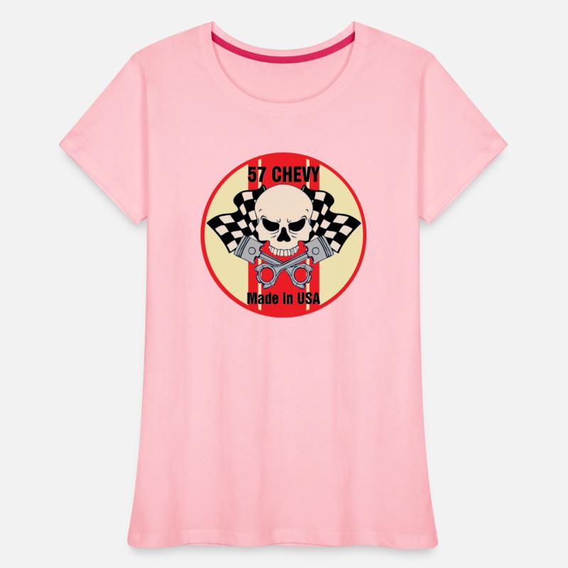 57 Chevy Made in USA skull & pistons