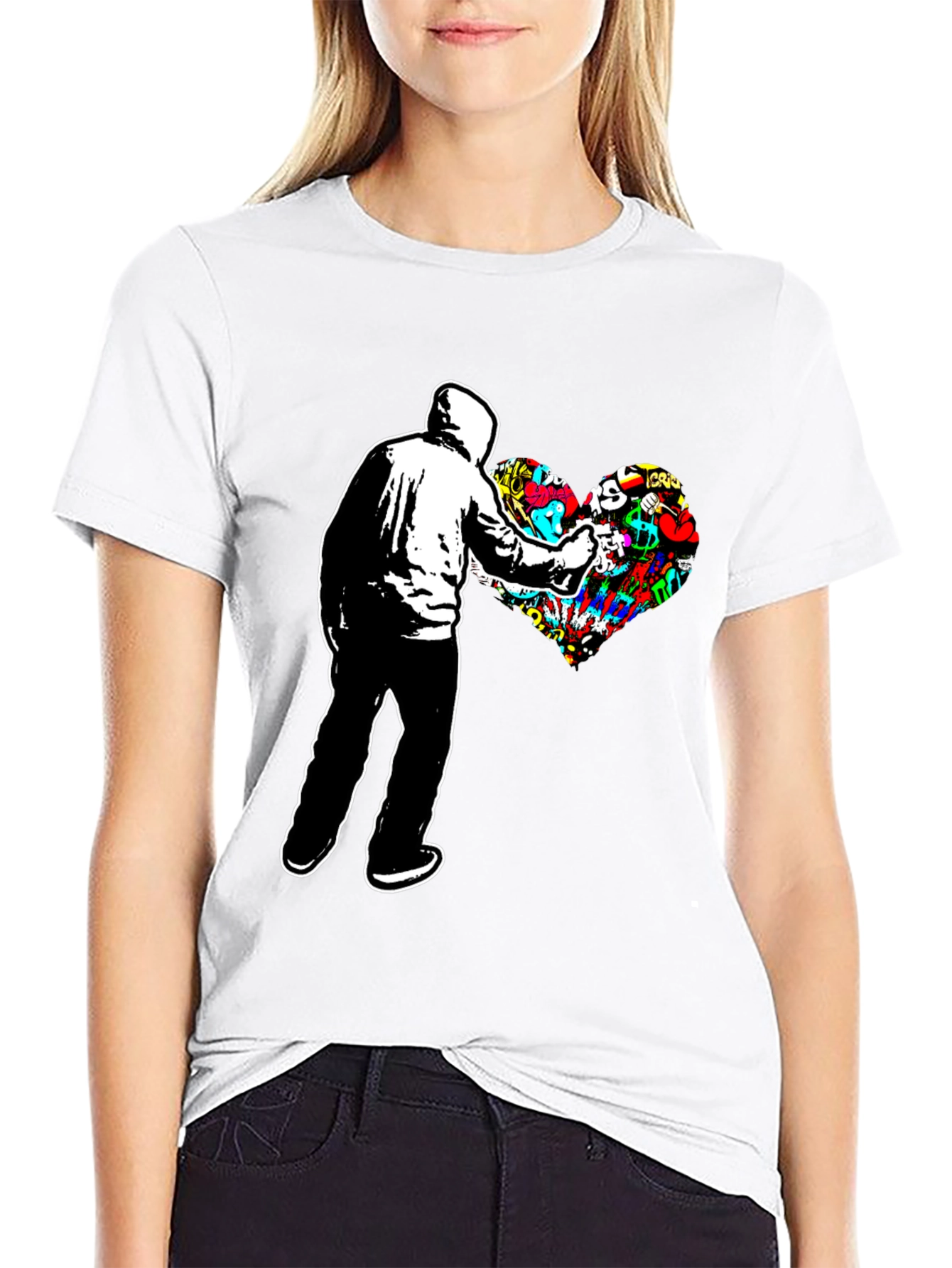 Graffiti Heart Black Tee