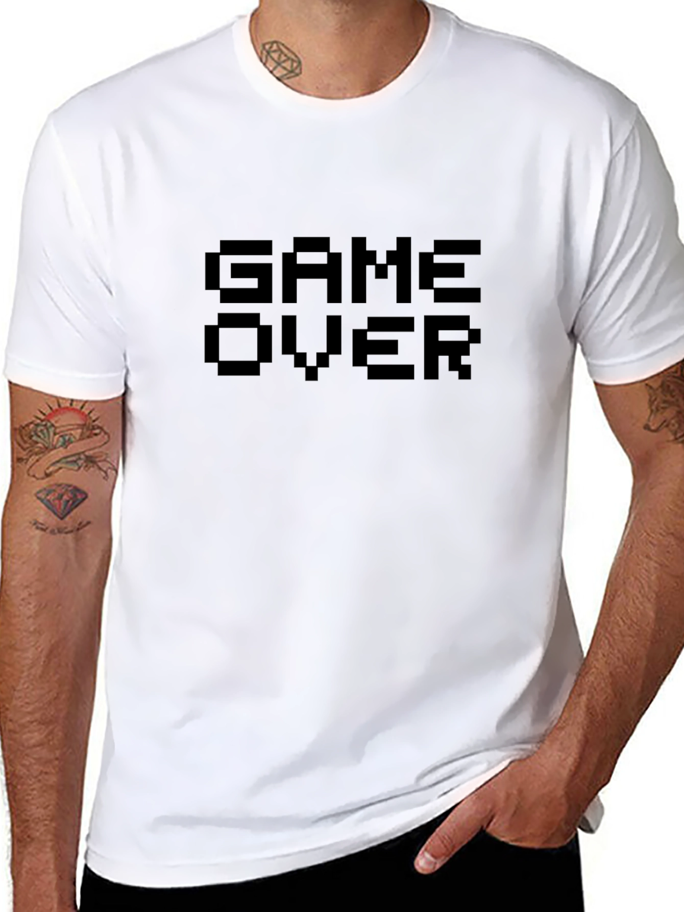 Game Over Pixel Art Graphic Black T-Shirt