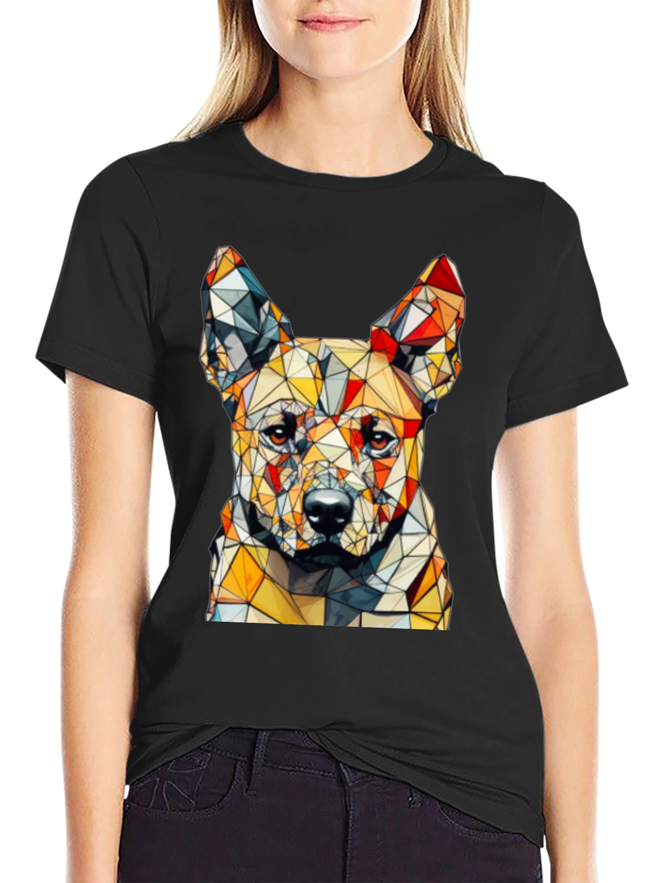 Geometric Dog Graphic T-Shirt