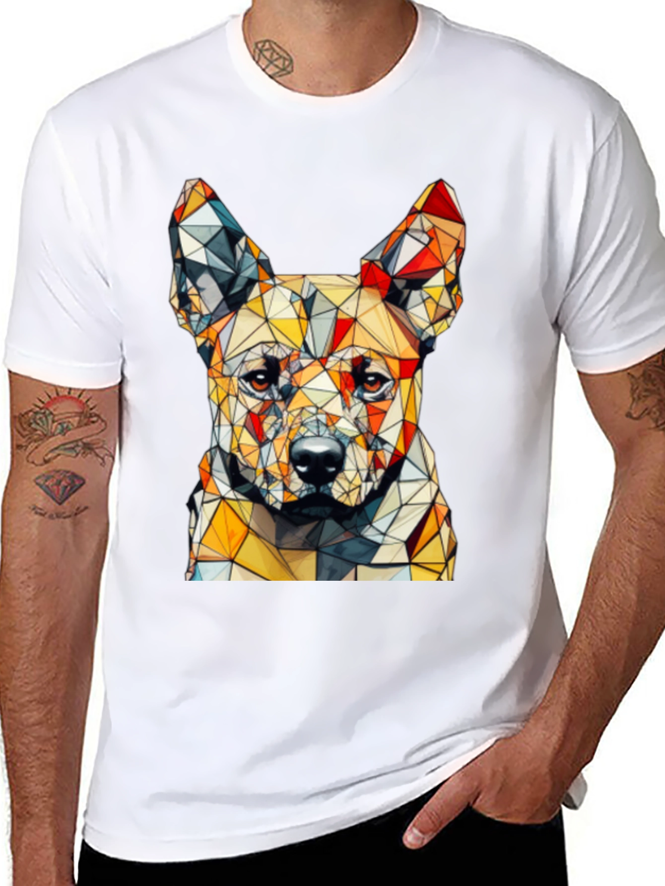 Geometric Dog Graphic T-Shirt