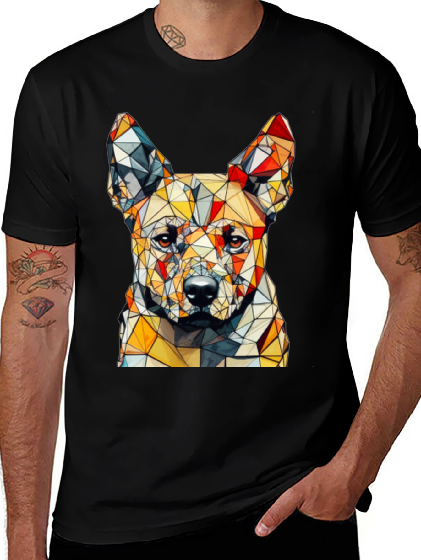 Geometric Dog Graphic T-Shirt